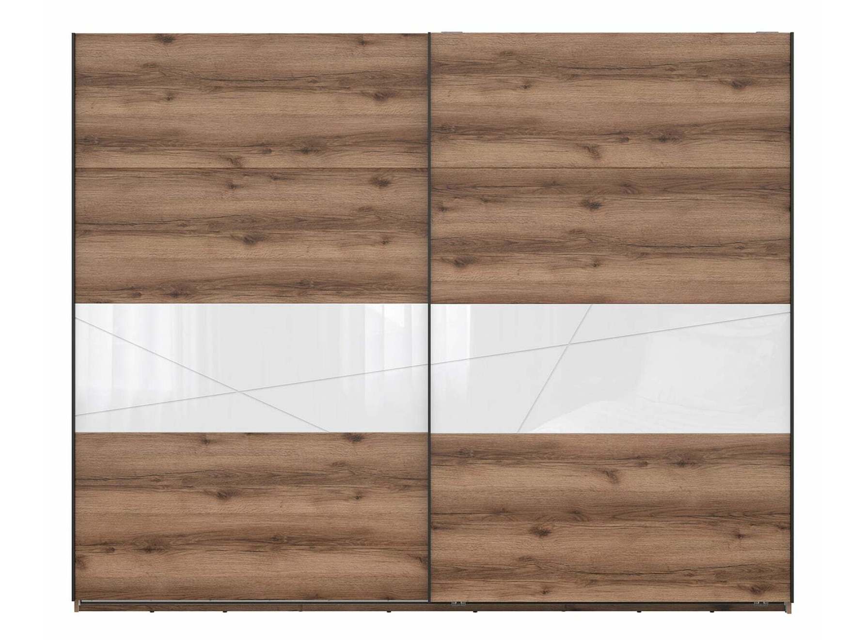 Garderobeskab Fivale 124 (Mørk Delano eg + Glansfuld hvid)