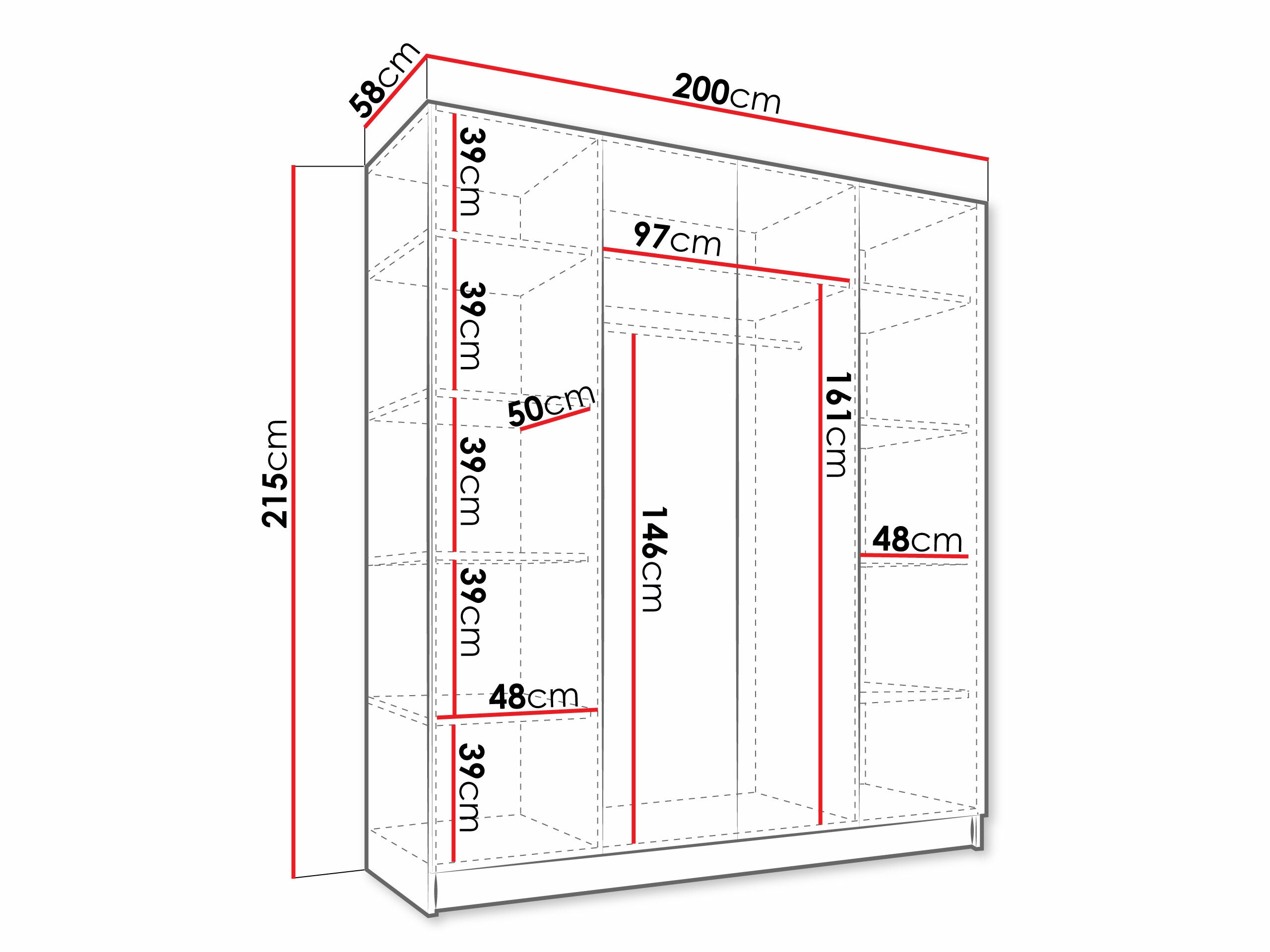 Garderobeskab Closico 191 (Kashmir + Sort)