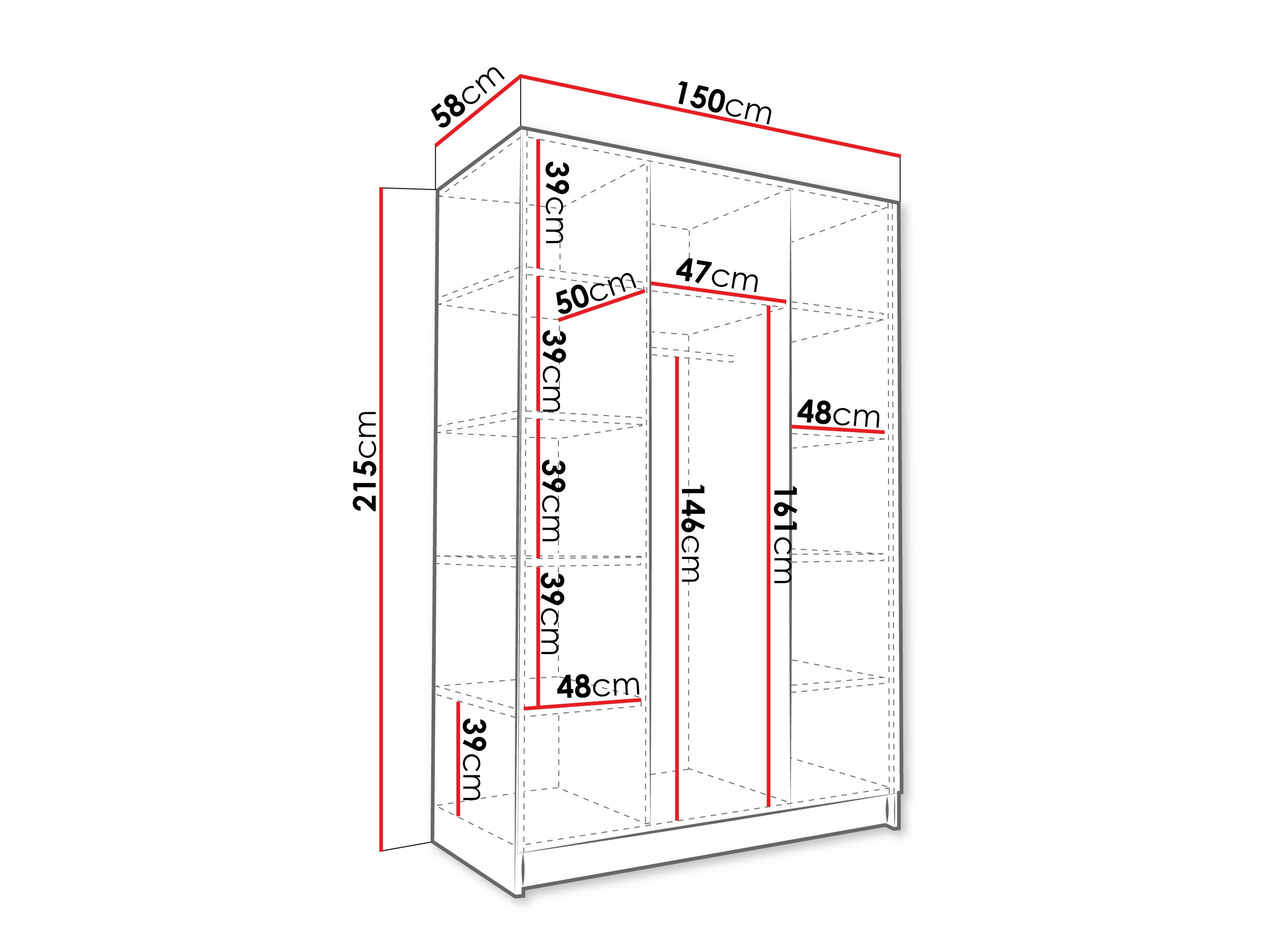 Garderobeskab Closico 196 (Hvid + Sort)