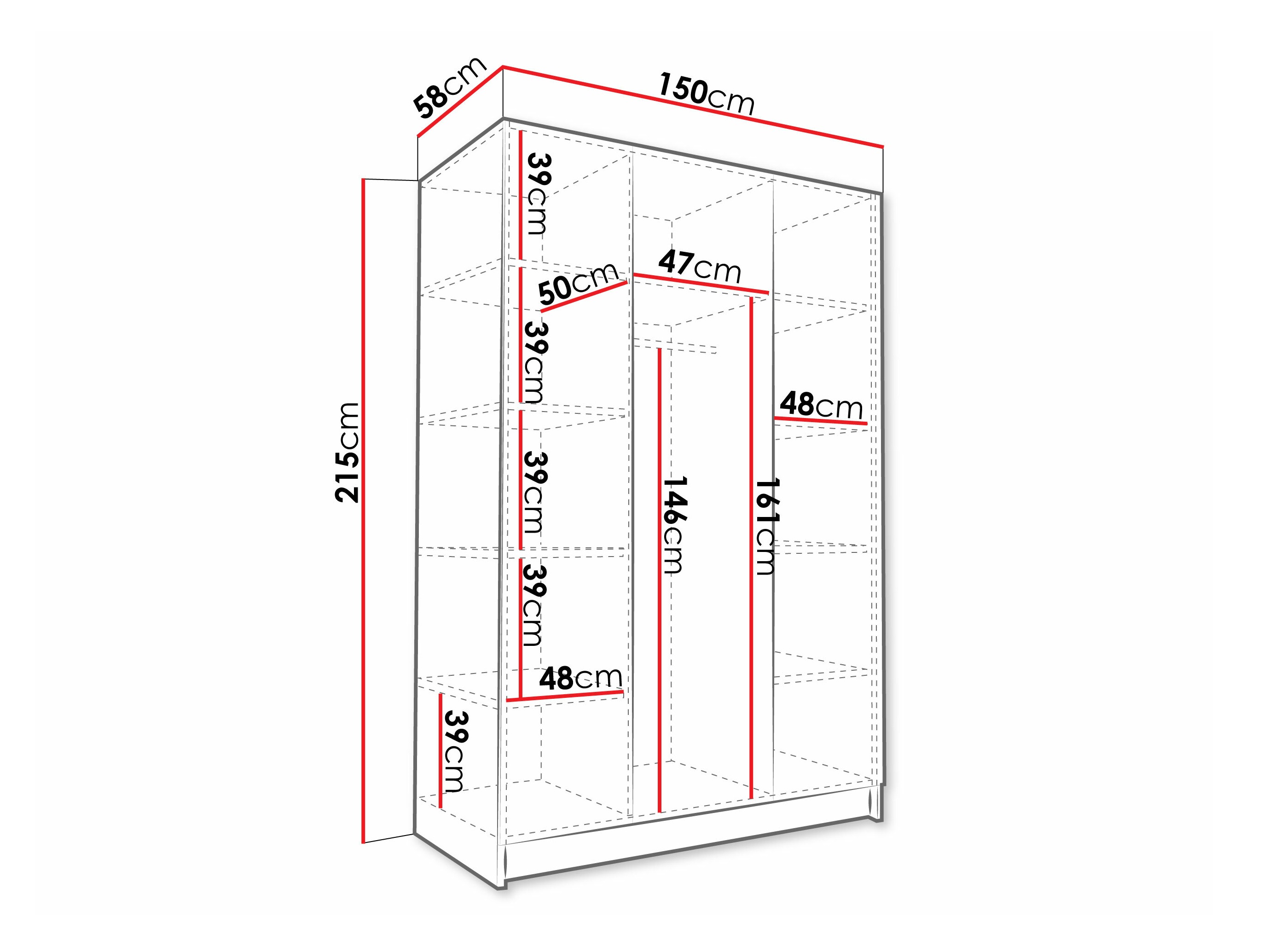 Garderobeskab Closico 198 (Hvid + Sort)