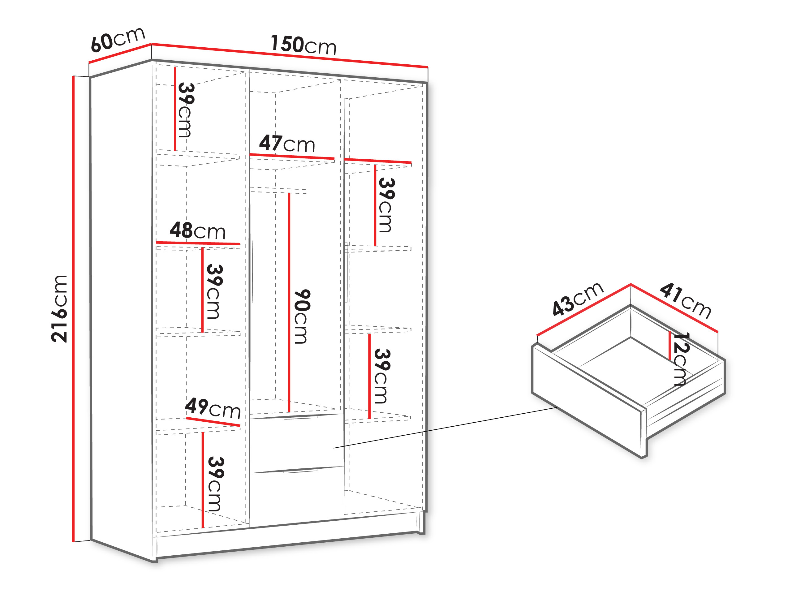 Garderobeskab Closico Calvron I (Sort)