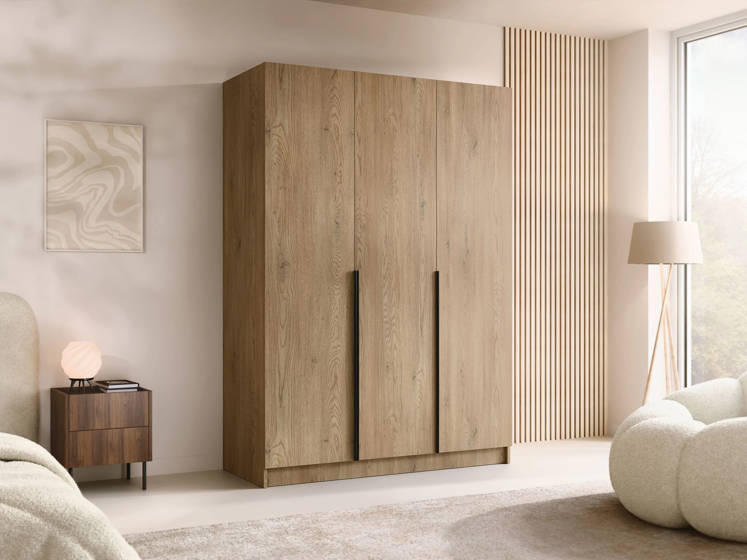 Garderobeskab Closico Decoron I (Lyst træ + Sort)