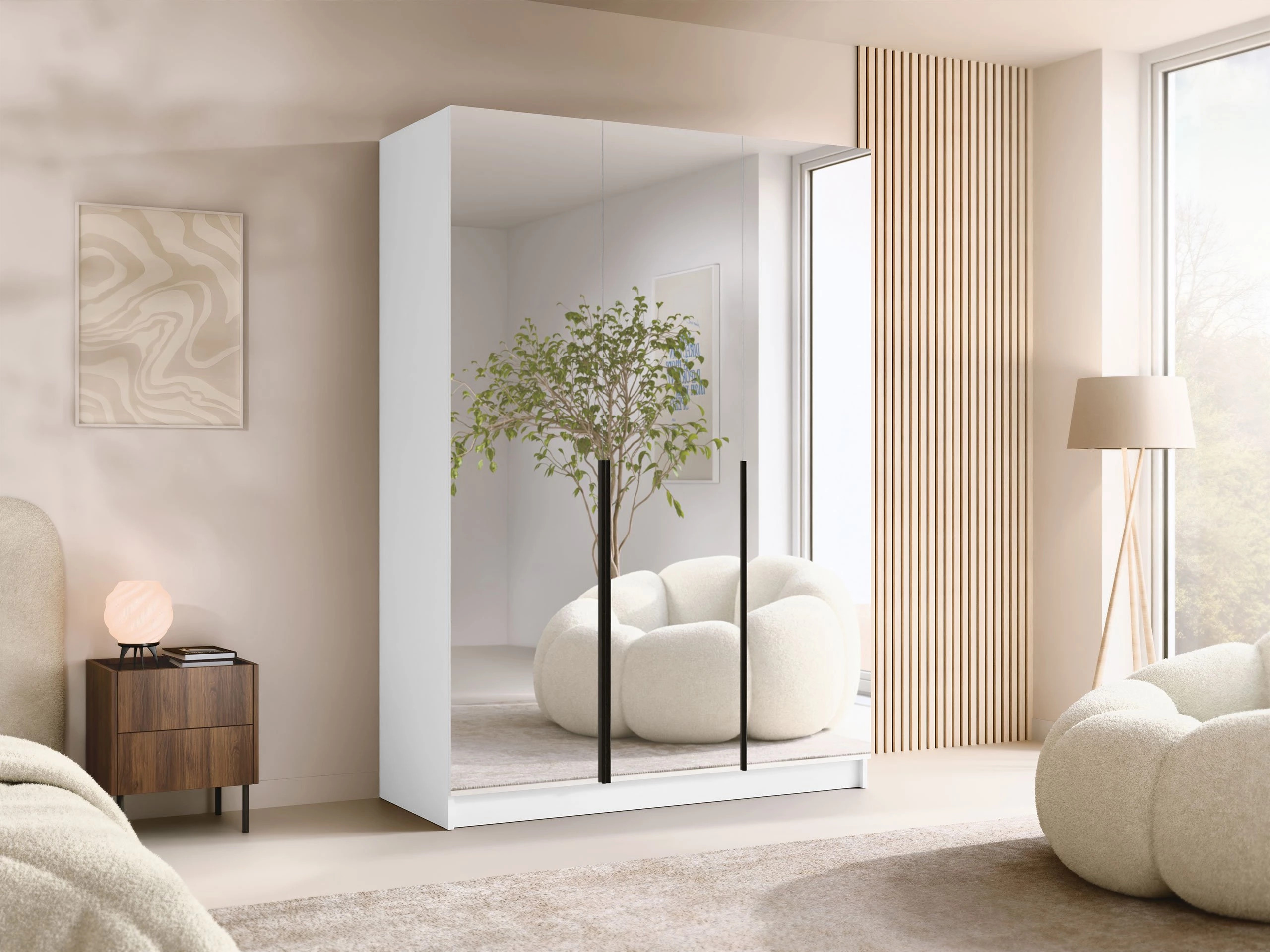 Garderobeskab Closico Decoron III (Hvid + Sort)