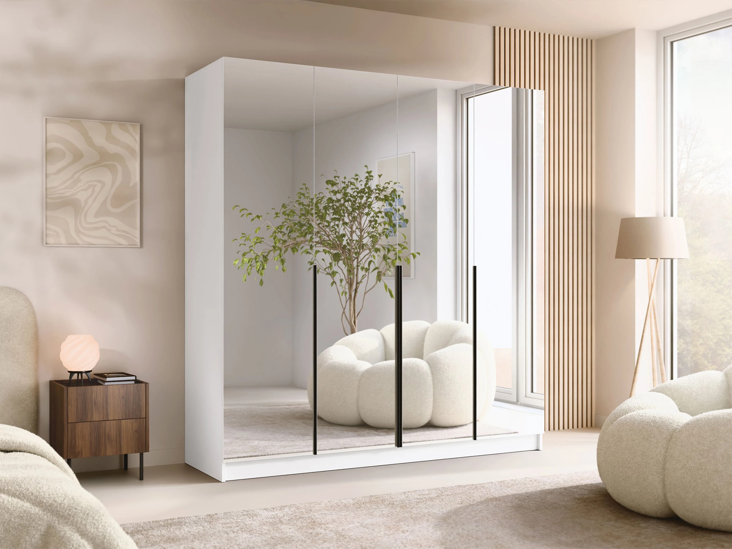 Garderobeskab Closico Navor III (Hvid + Sort)