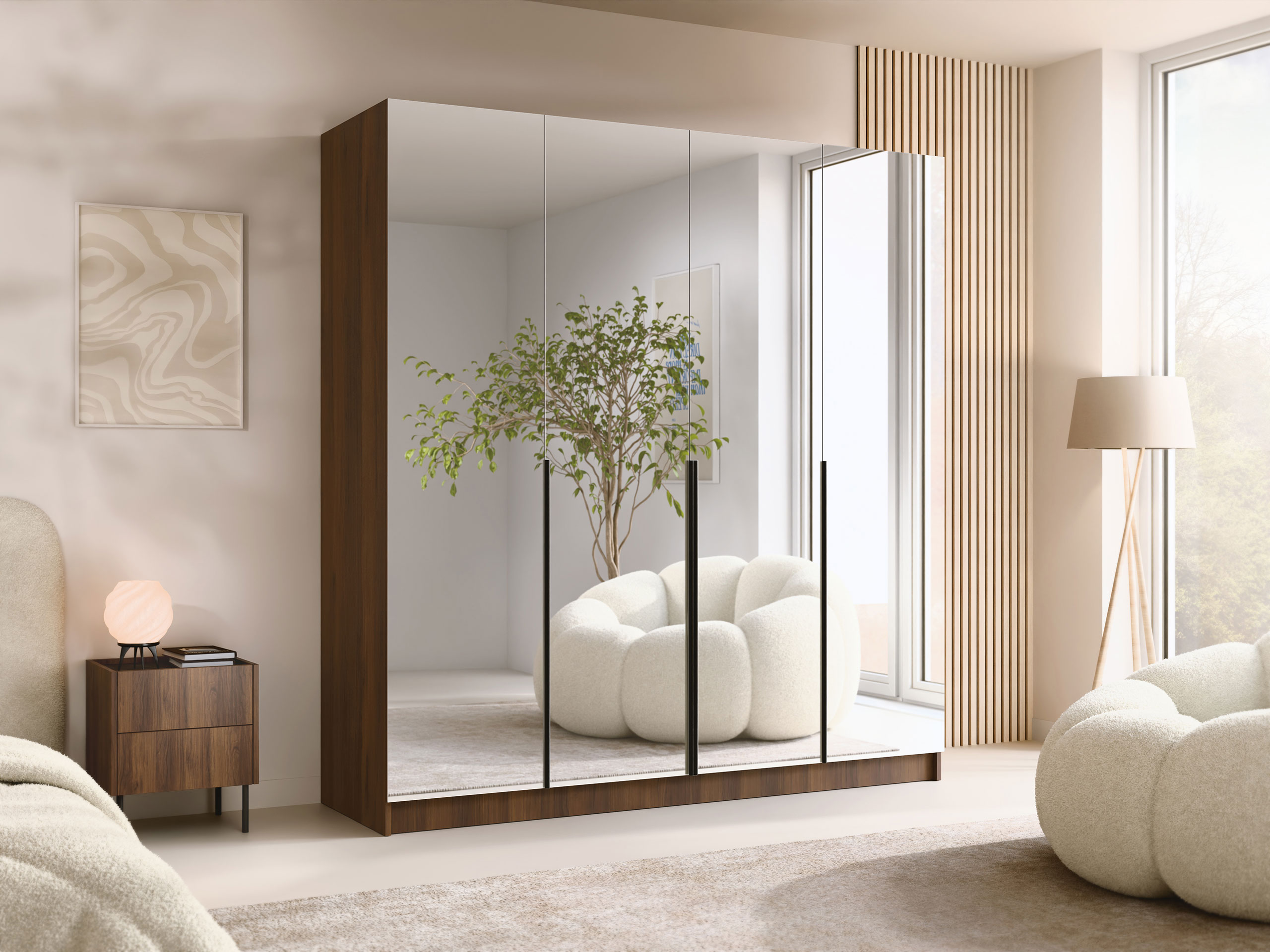 Garderobeskab Closico Navor III (Valnød + Sort)