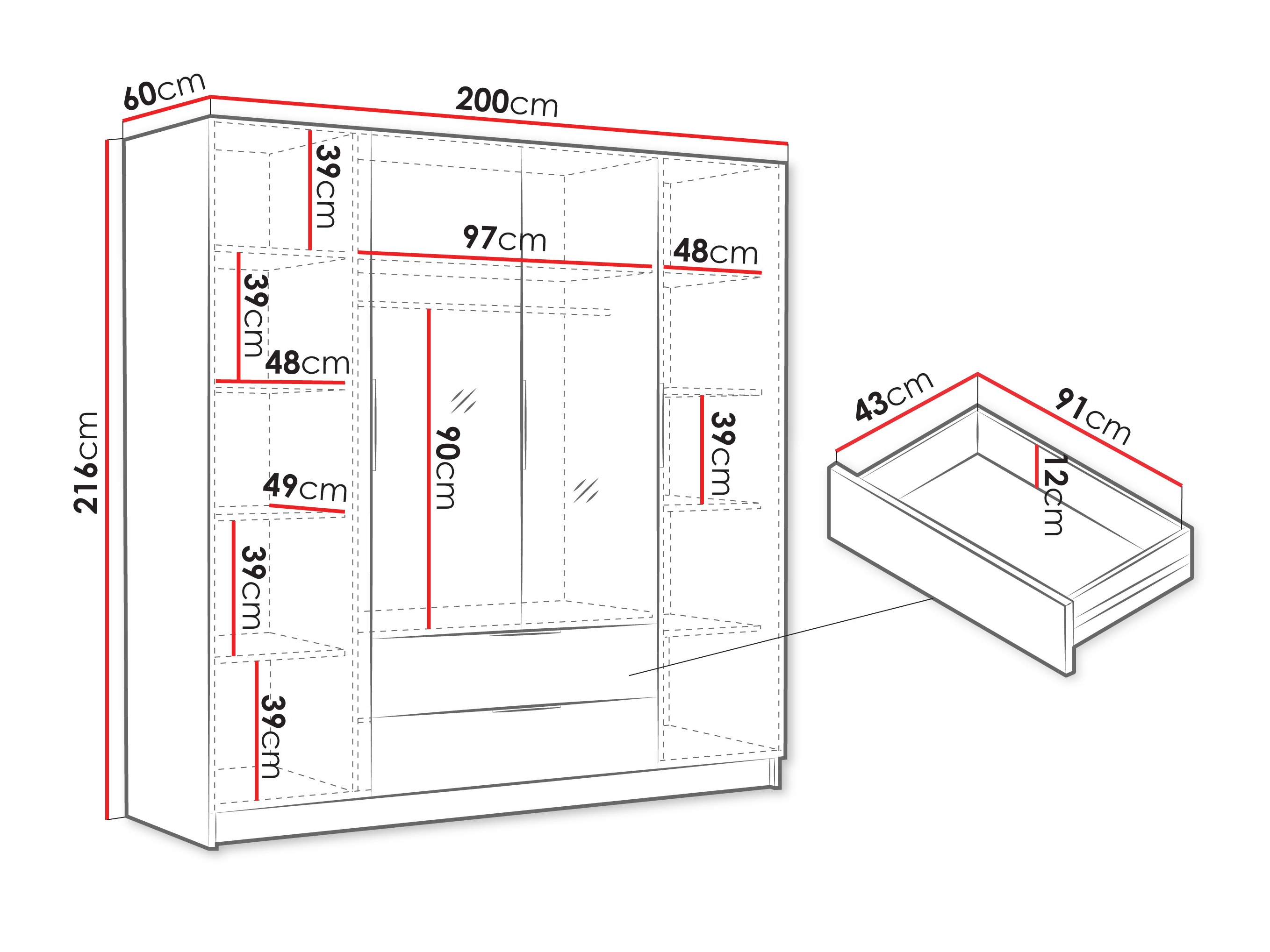 Garderobeskab Closico 201 (Hvid)