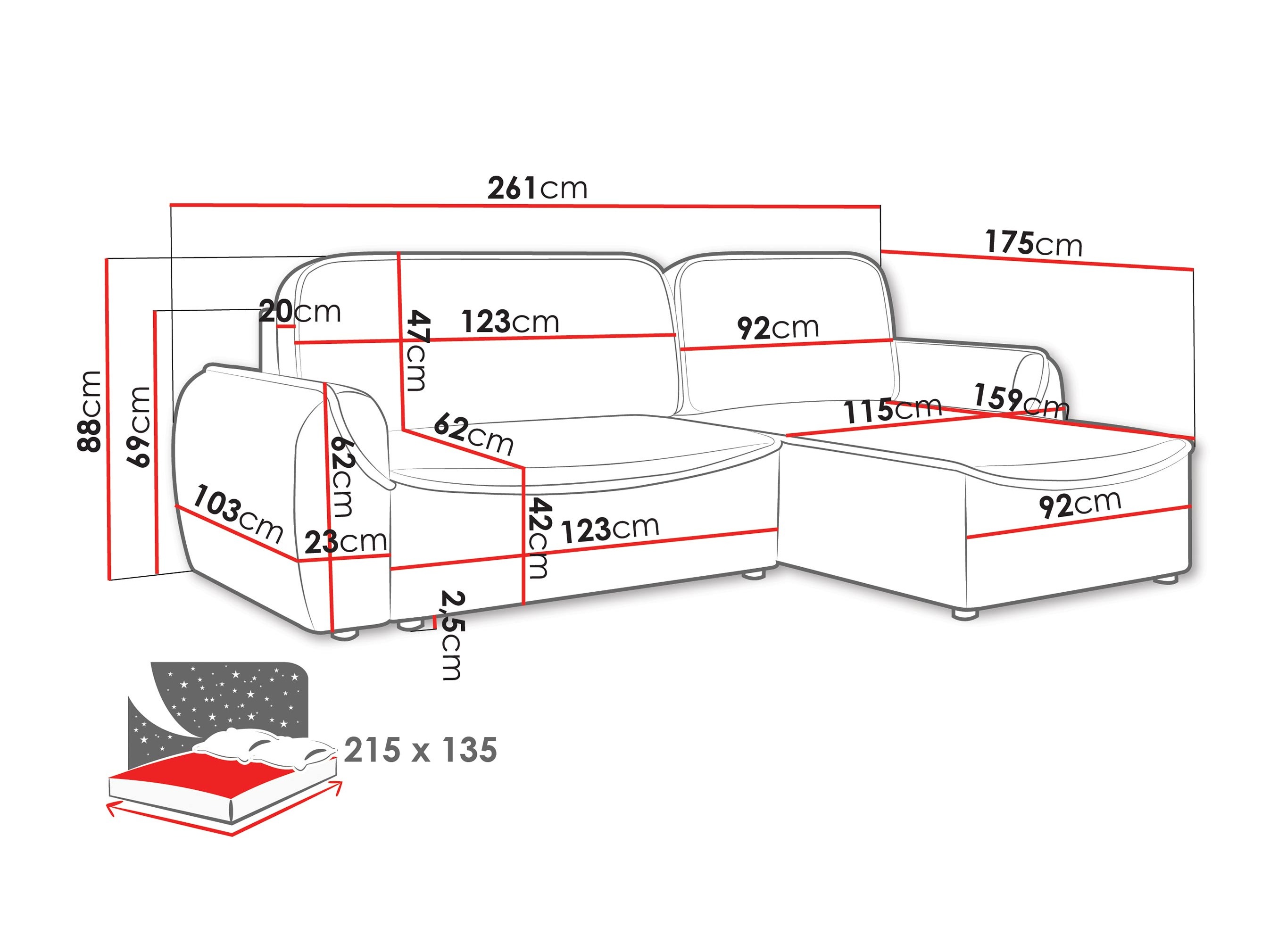 Hjørnesofa Luces (Cruz 79)