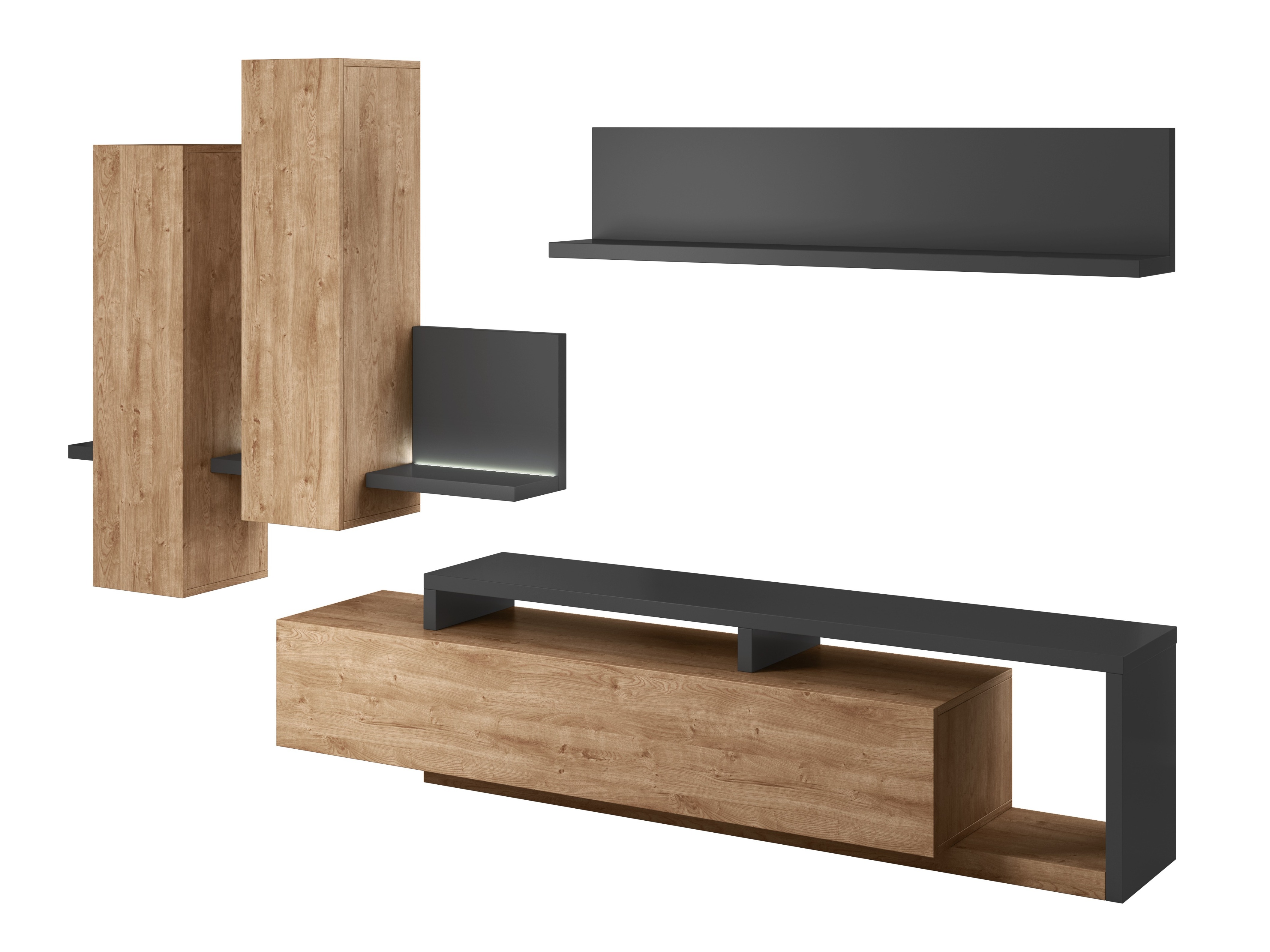 Stuemøbelsæt Lutiva 100 (Antracit + Ribbec egetræ)