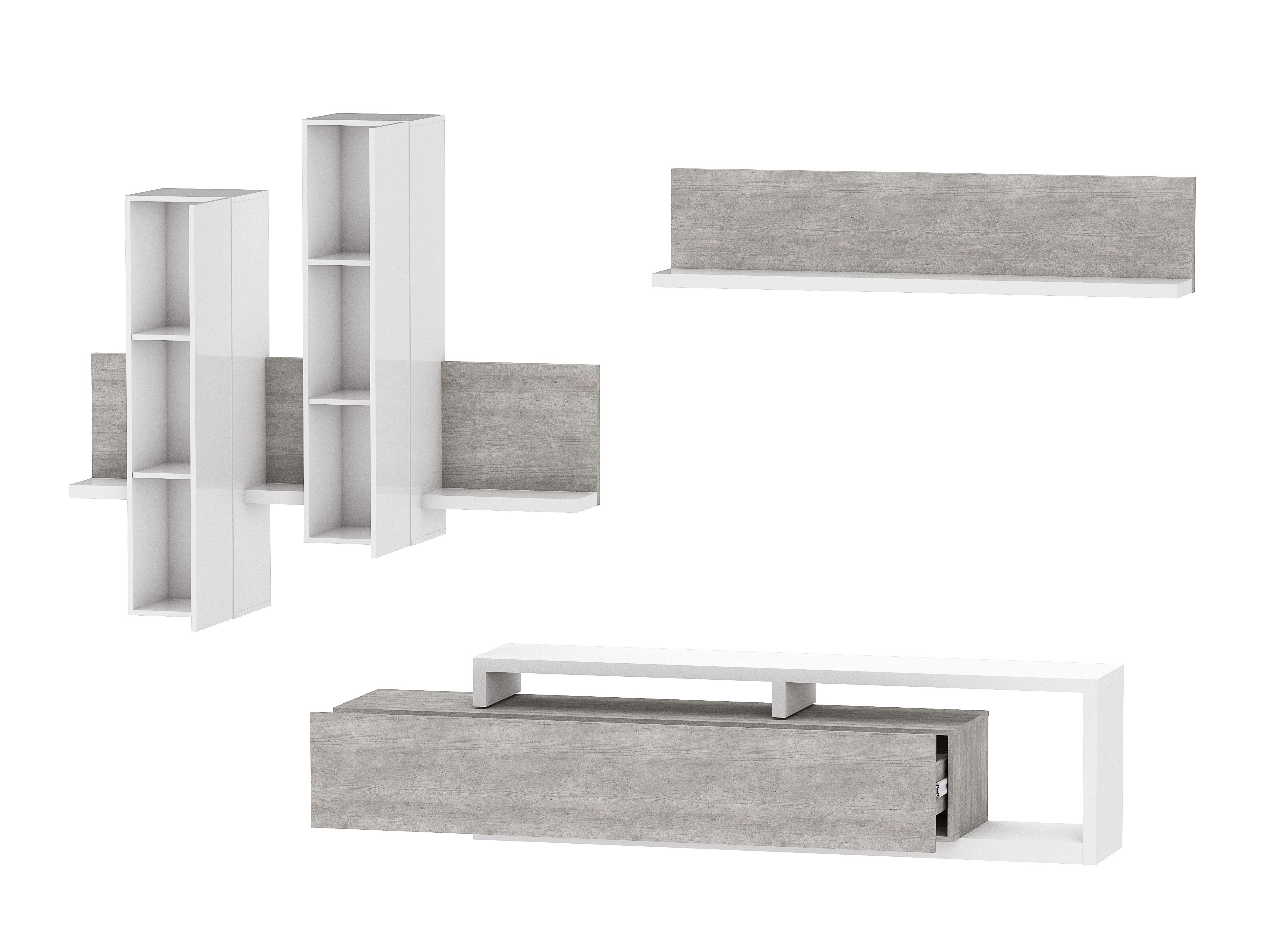 Stuemøbelsæt Lutiva 100 (Hvid + Beton)