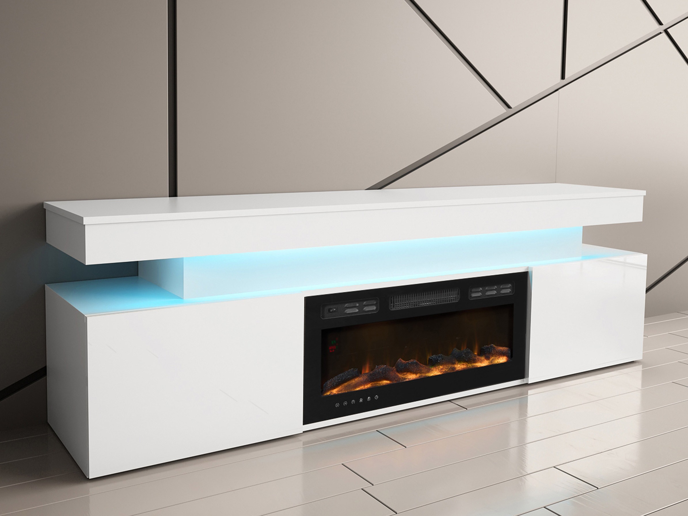 TV-bord Monfero I (Hvid + Glansfuld hvid)