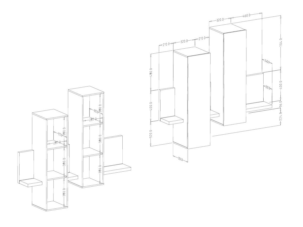 Vægskab Lutiva 101 (Matera grå + Mørk gran)