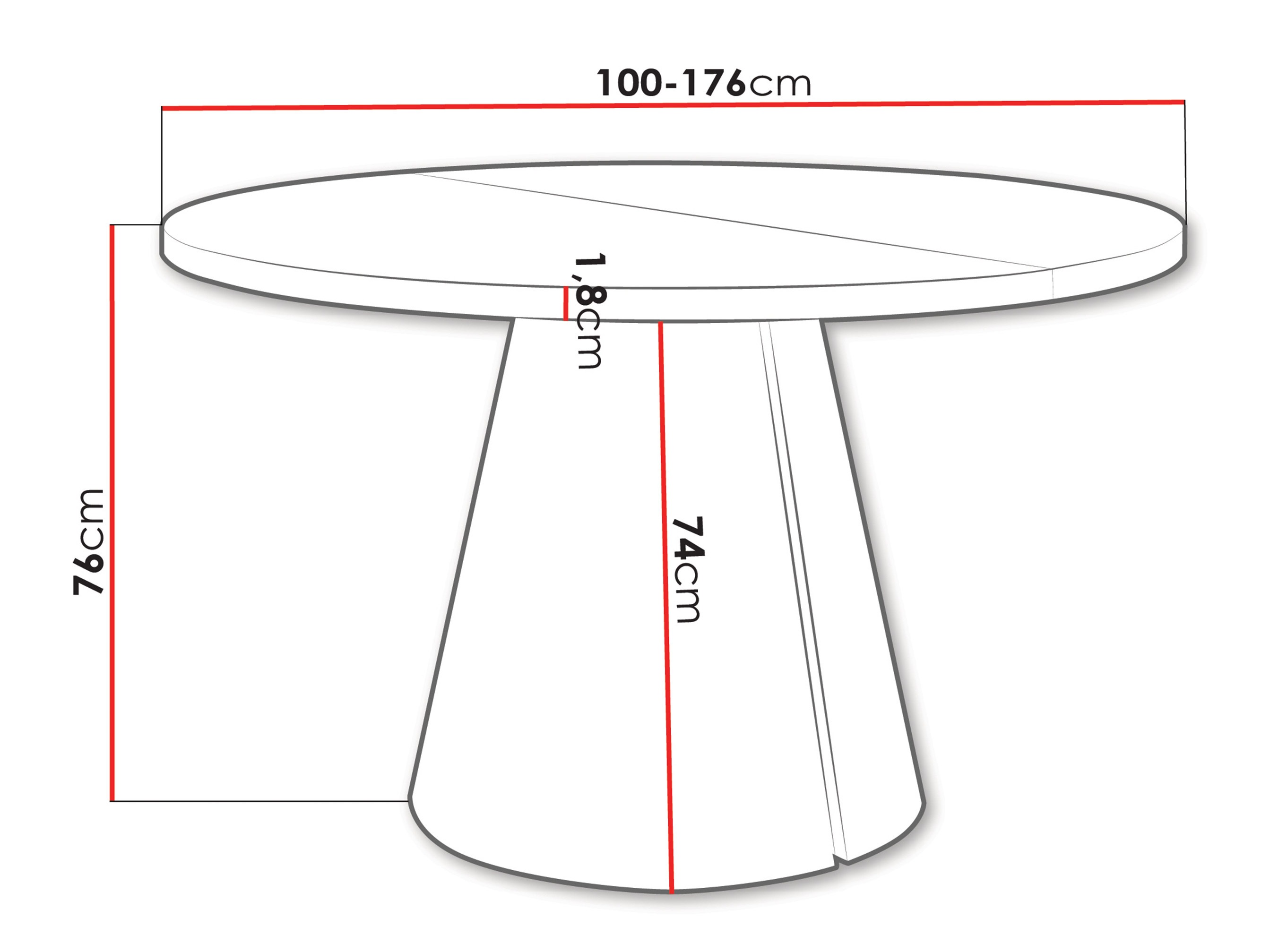 Bord Oswego 165 (Hvid)