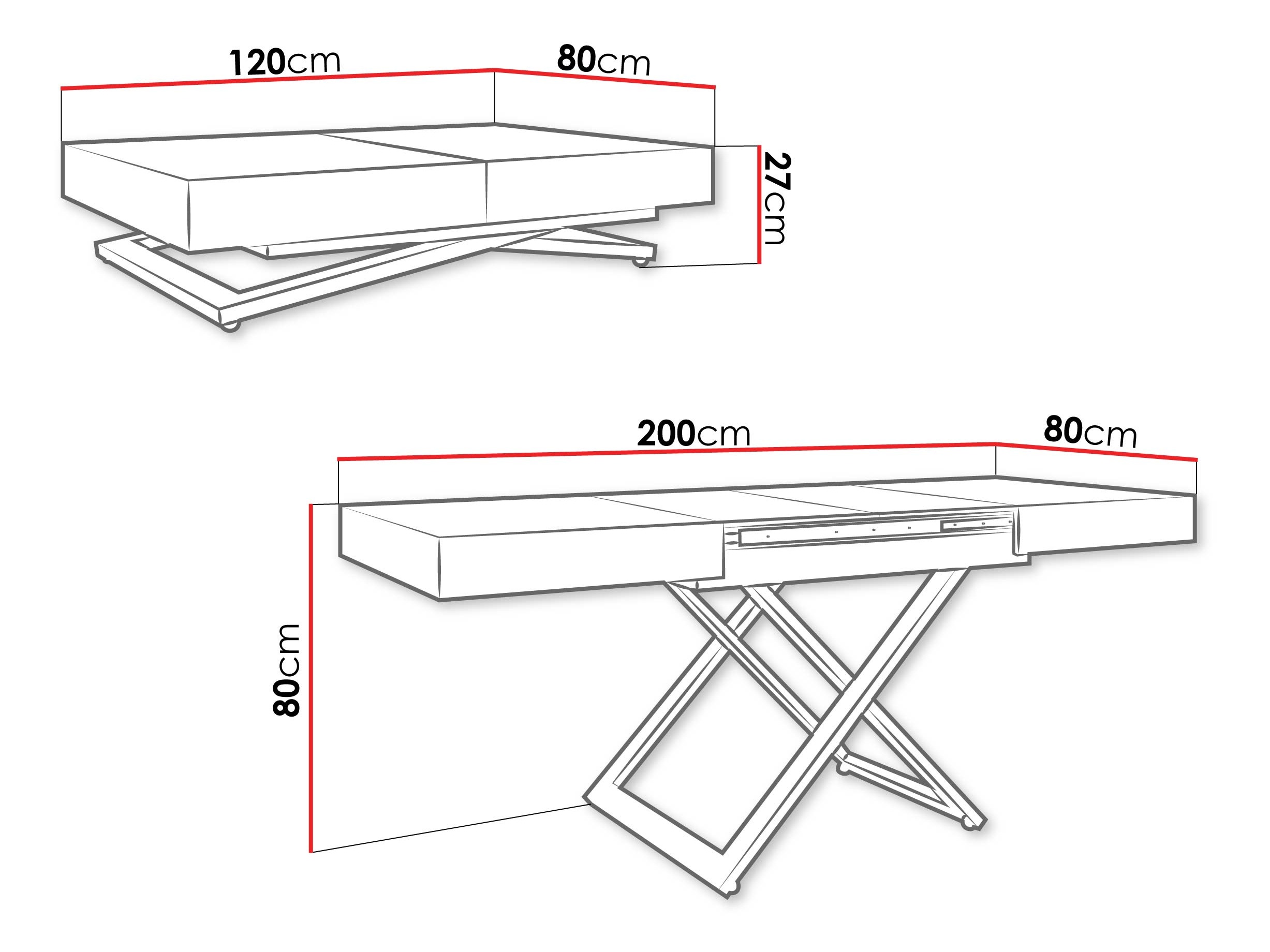 Transformer sofabord Oswego 172 (Kashmir)