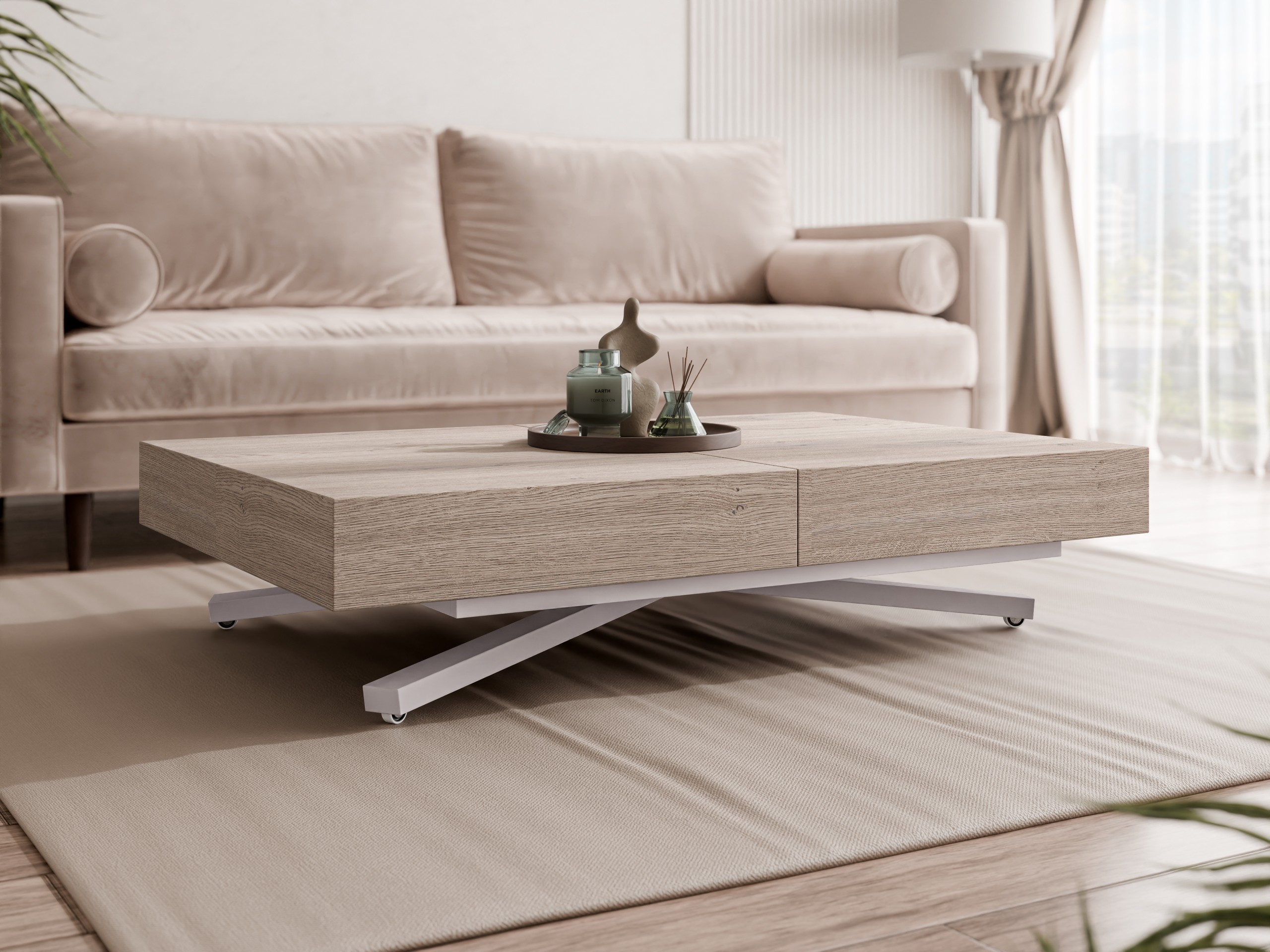 Transformer sofabord Oswego 177 (Egetræ)