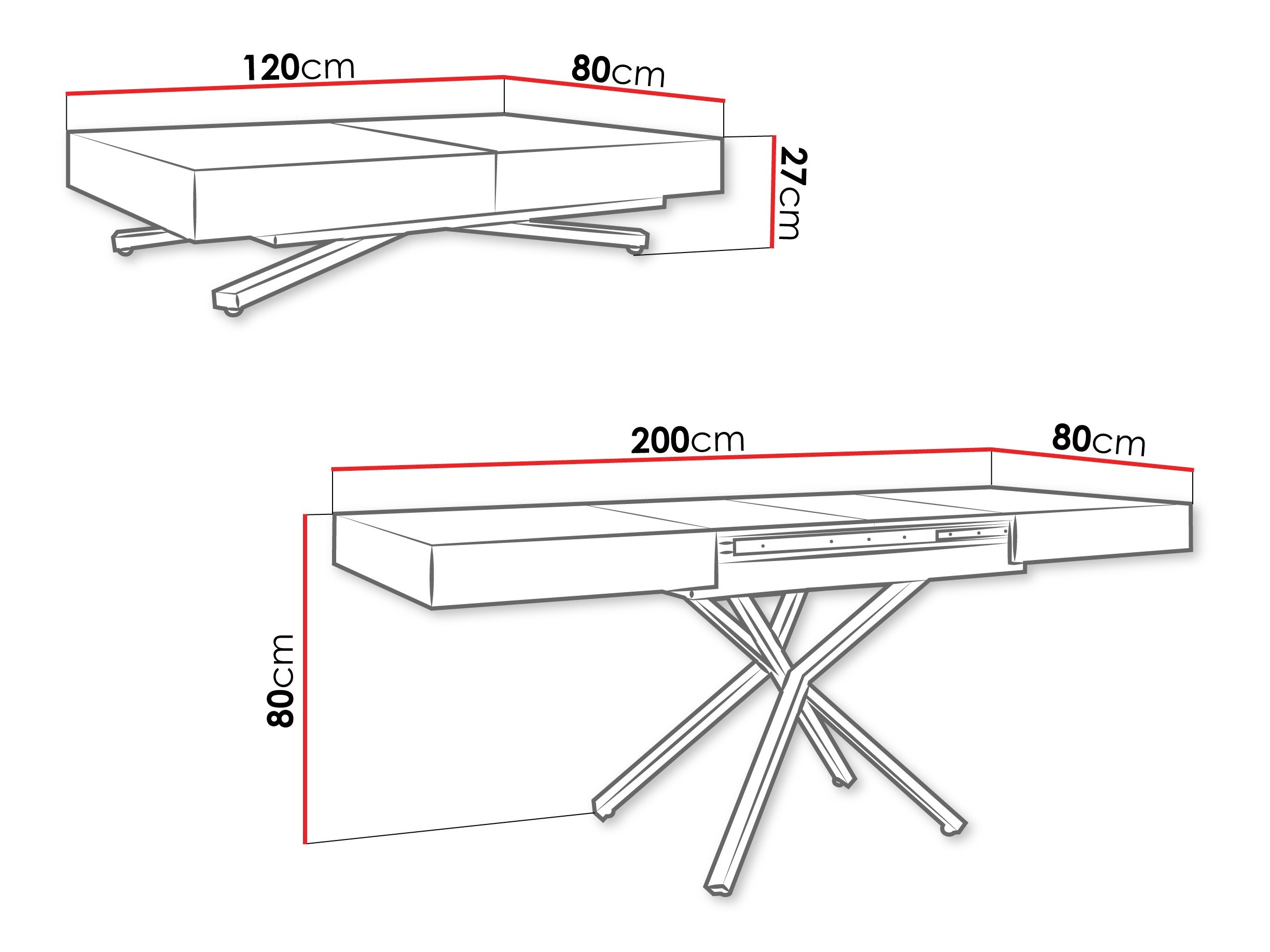 Transformer sofabord Oswego 177 (Egetræ)