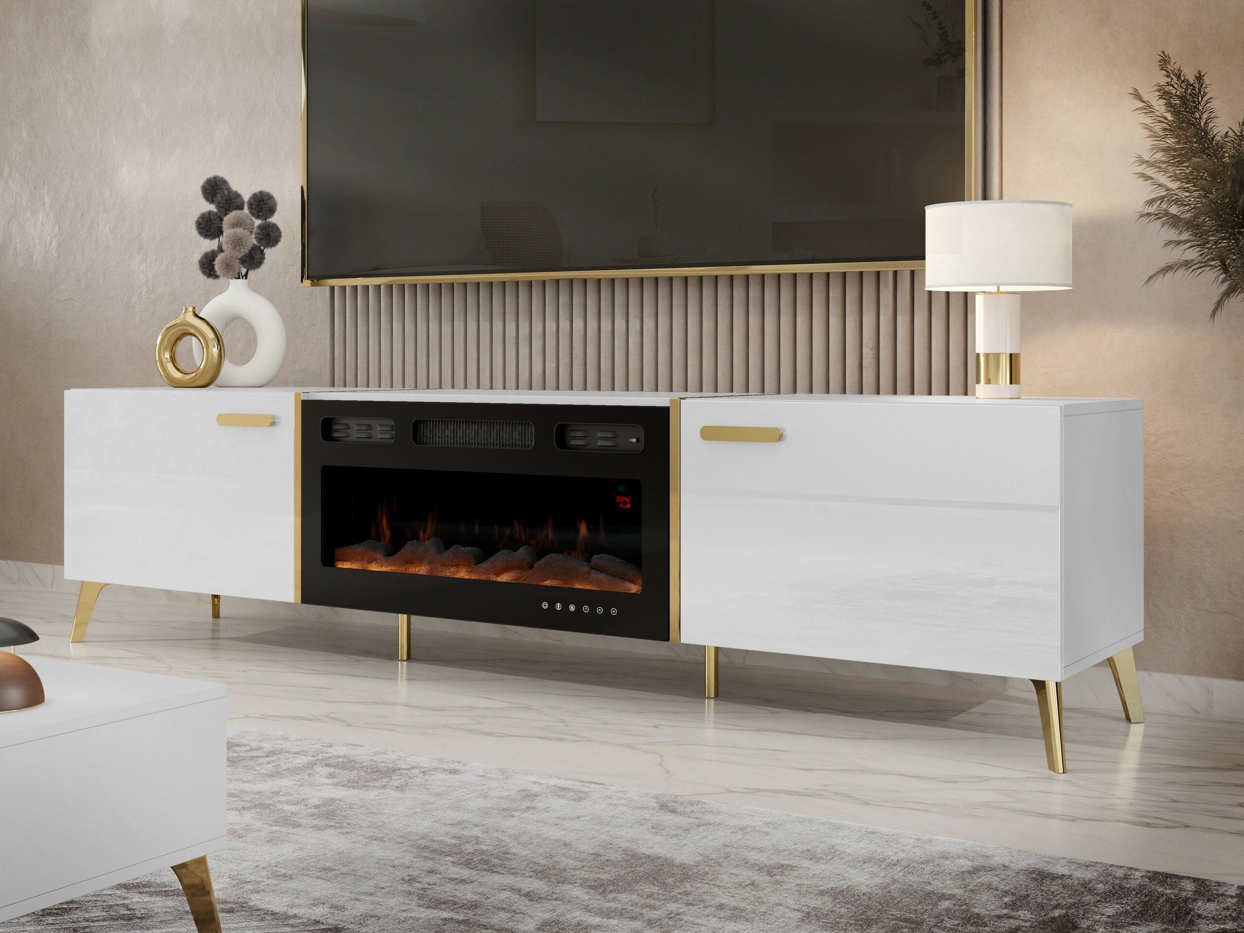 TV-bord Comfivo Capella III (Hvid + Glansfuld hvid)