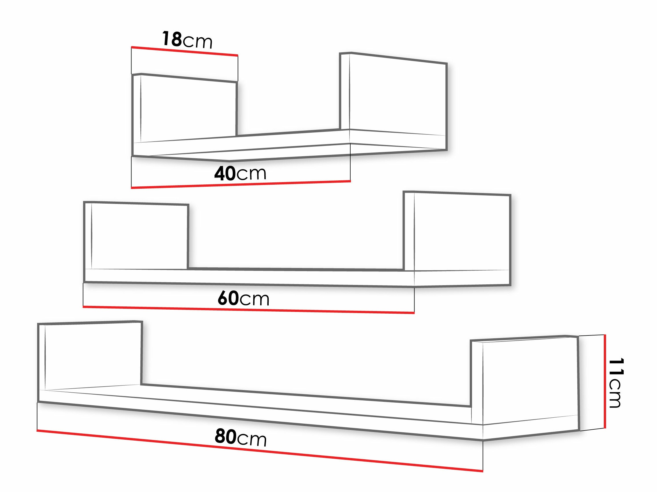 Sæt med vægmonterede reoler Lexicon (Hvid)