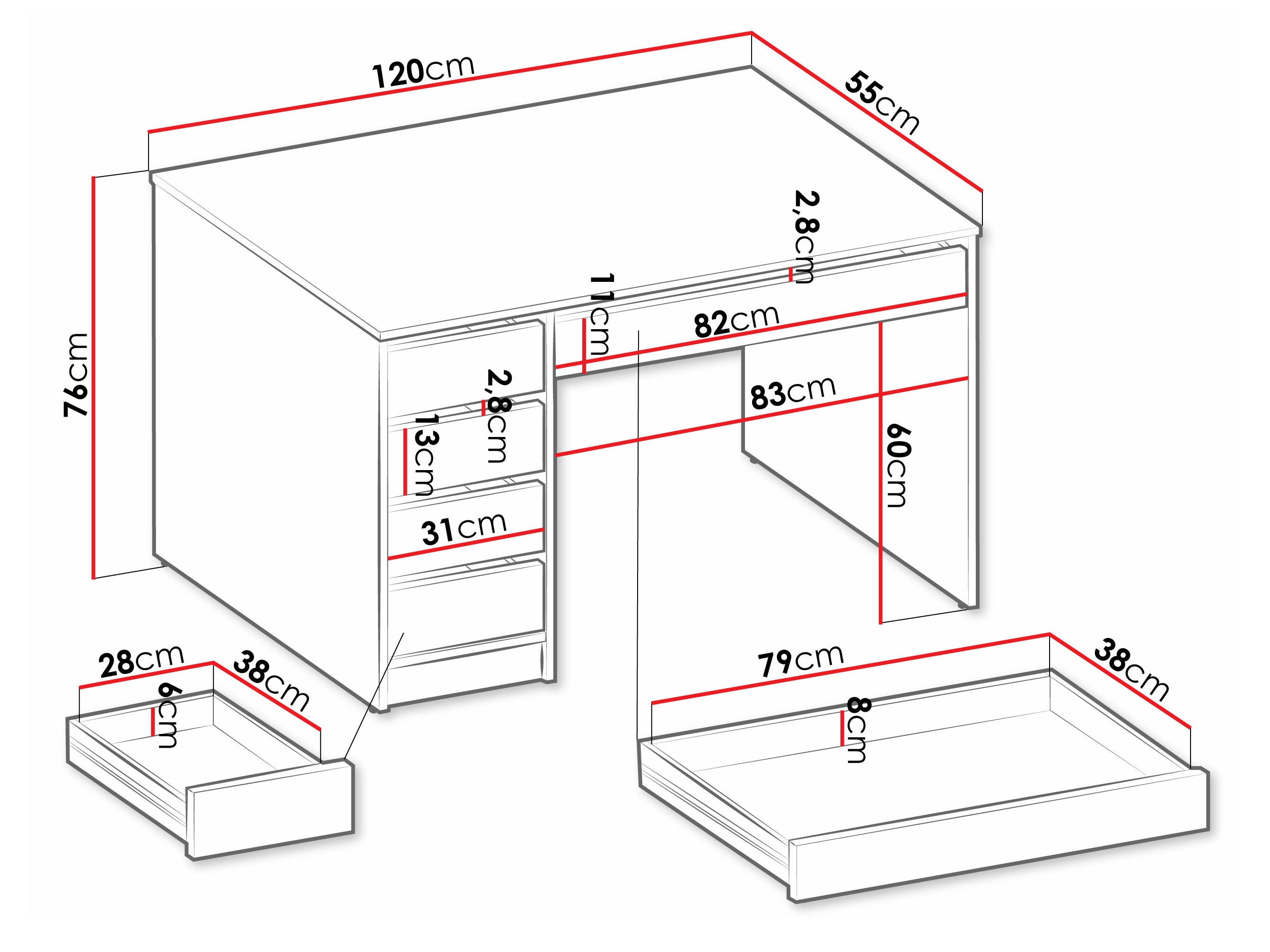 Skrivebord Comfivo Terros I (Hvid)