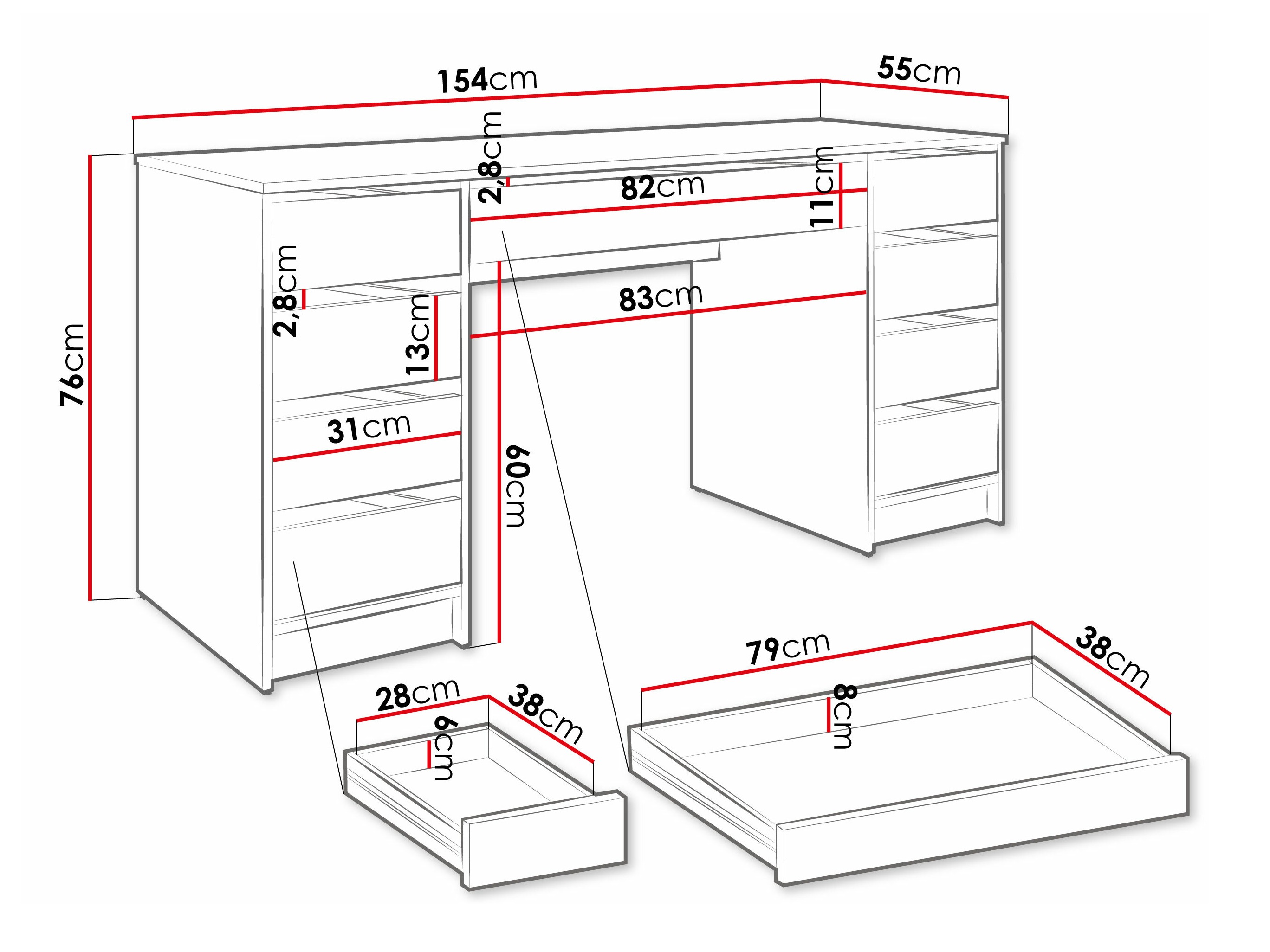 Skrivebord Comfivo Terros II (Hvid)