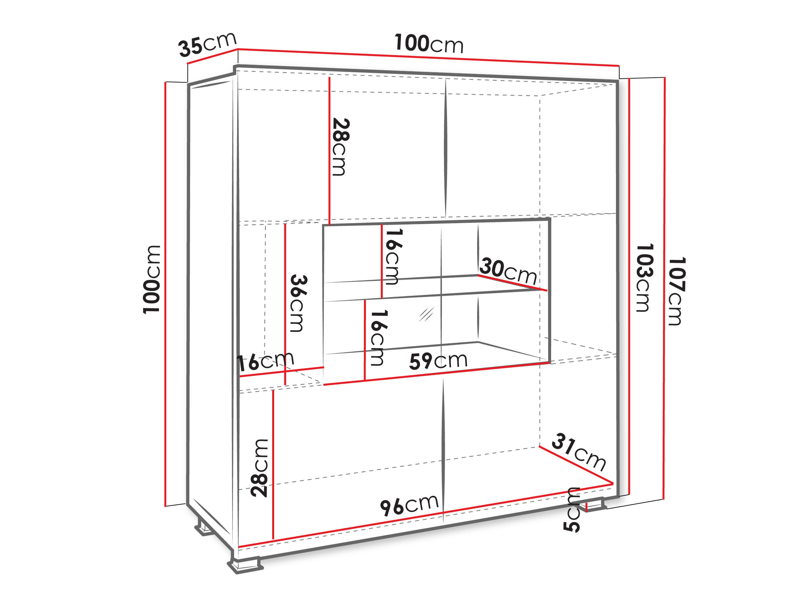 Skænk Tivdalu 100 (Sort + Blank sort)