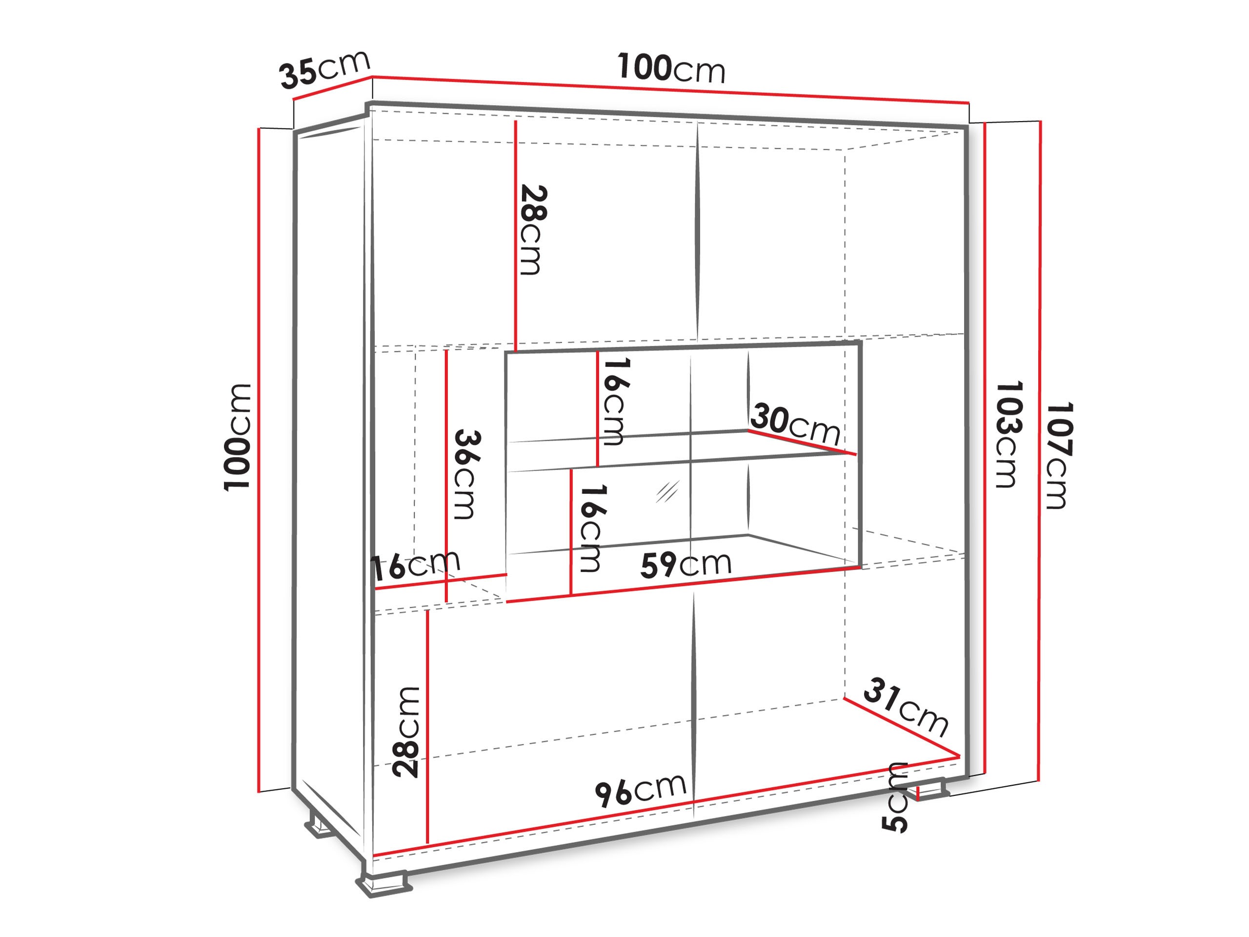Skænk Tivdalu 100 (Sort + Blank sort)