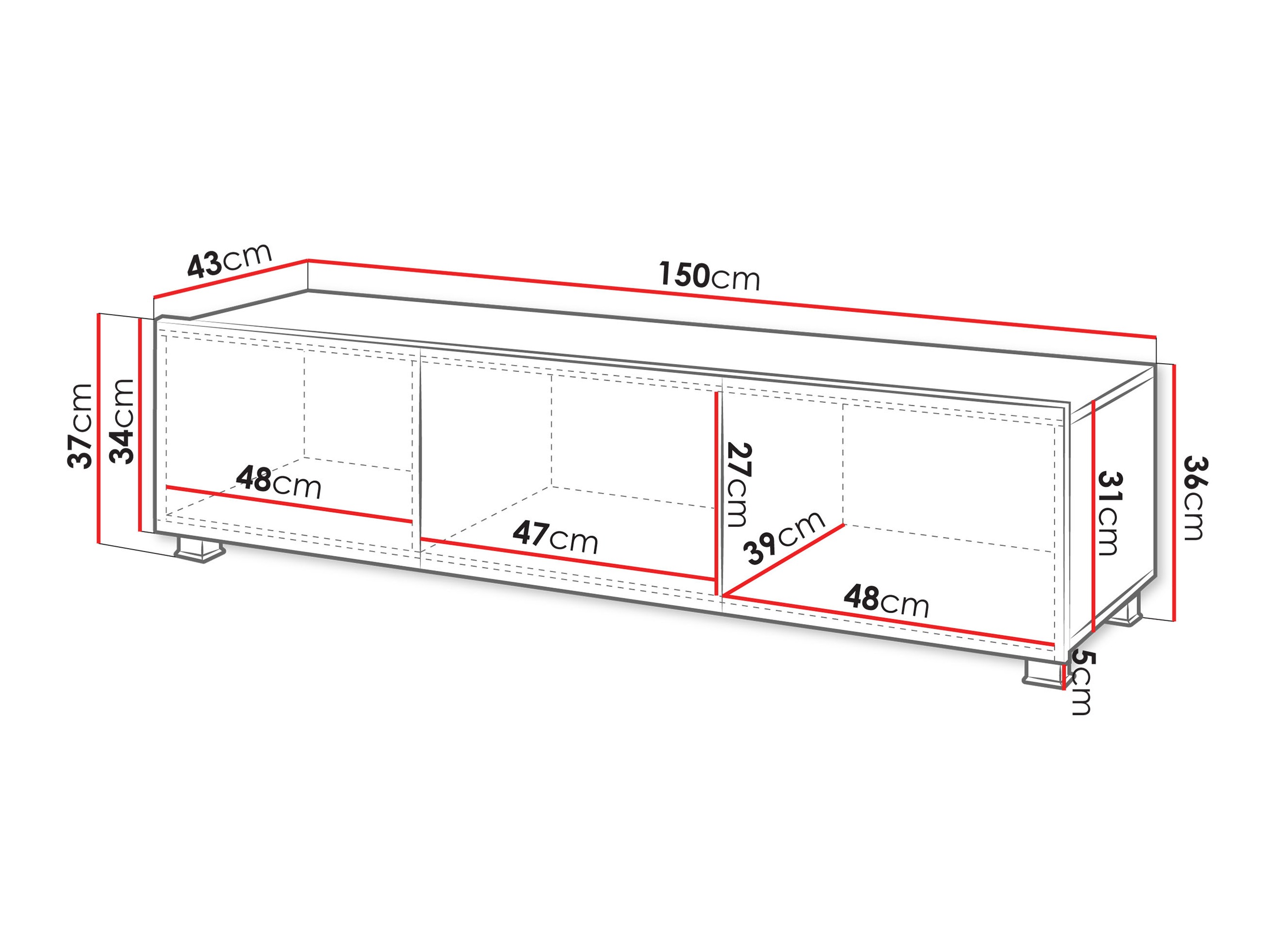 TV-bord Tivdalu 103 (Sort + Blank sort)