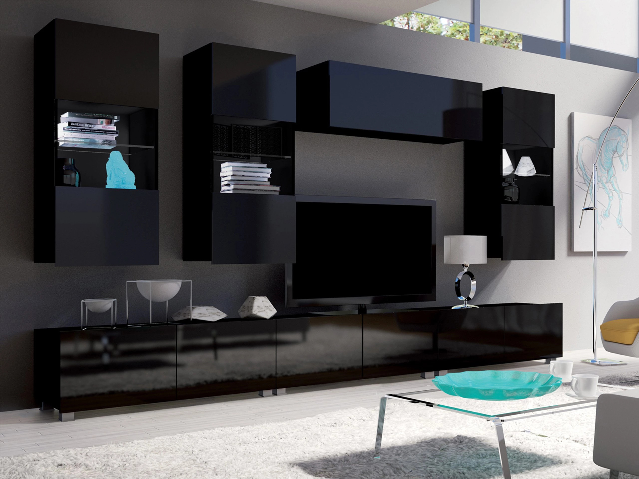 Vægskab Remus I (Sort + Blank sort)