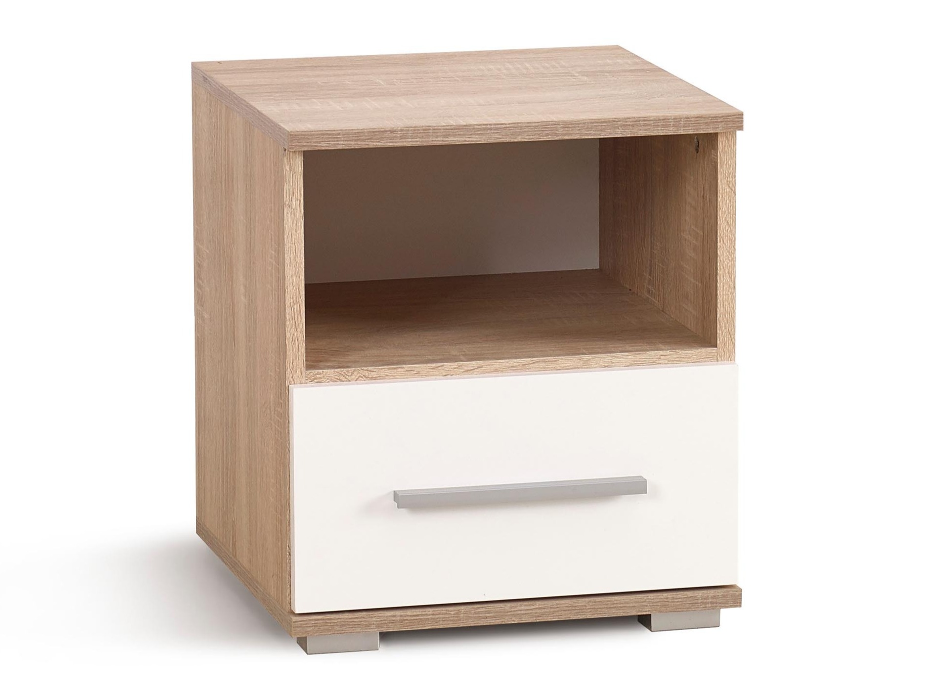 Sengebord Cirveso 111 (Sonoma eg + Glansfuld hvid)