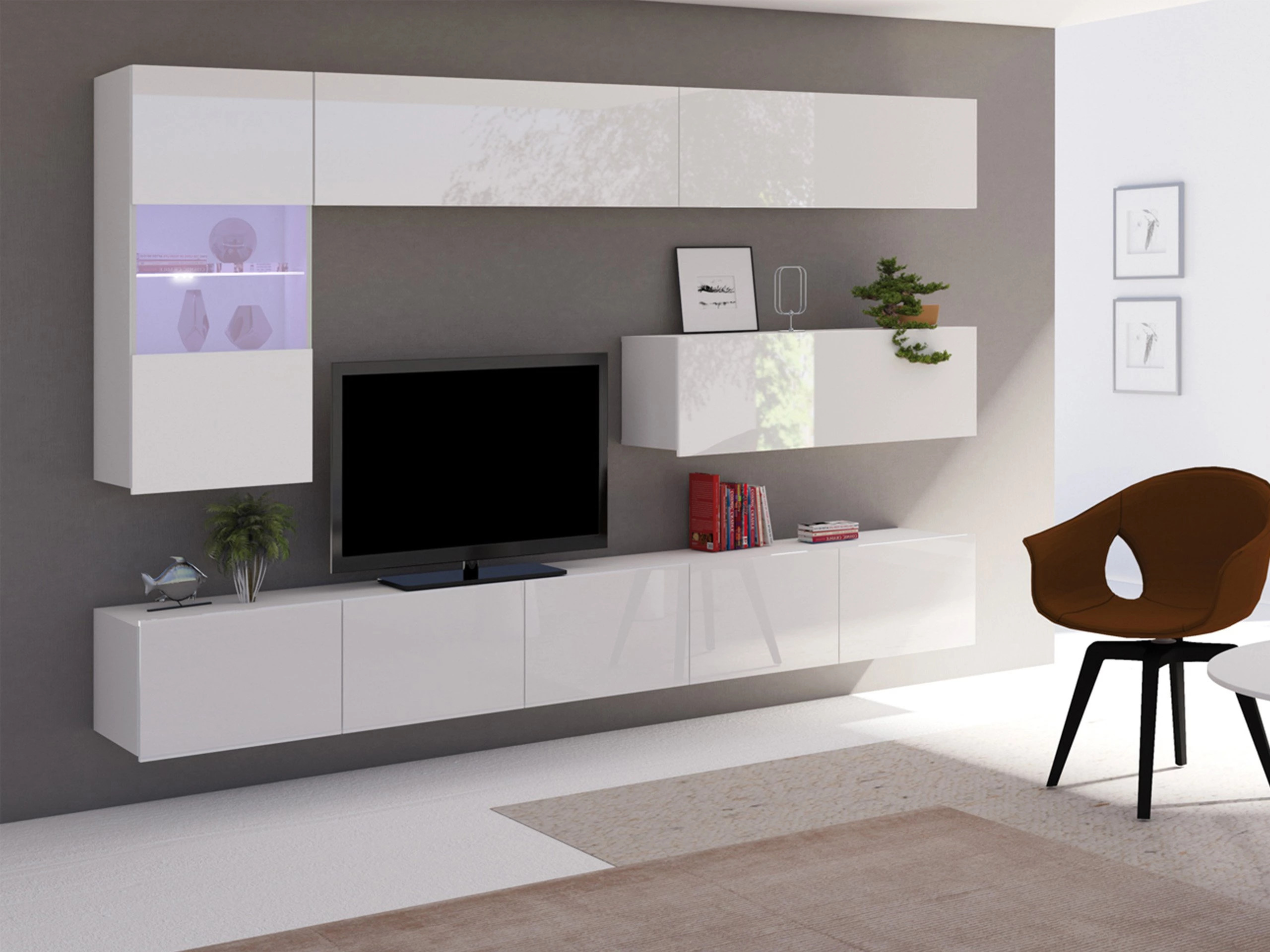 Stuemøbelsæt Remus IV (Hvid + Glansfuld hvid)