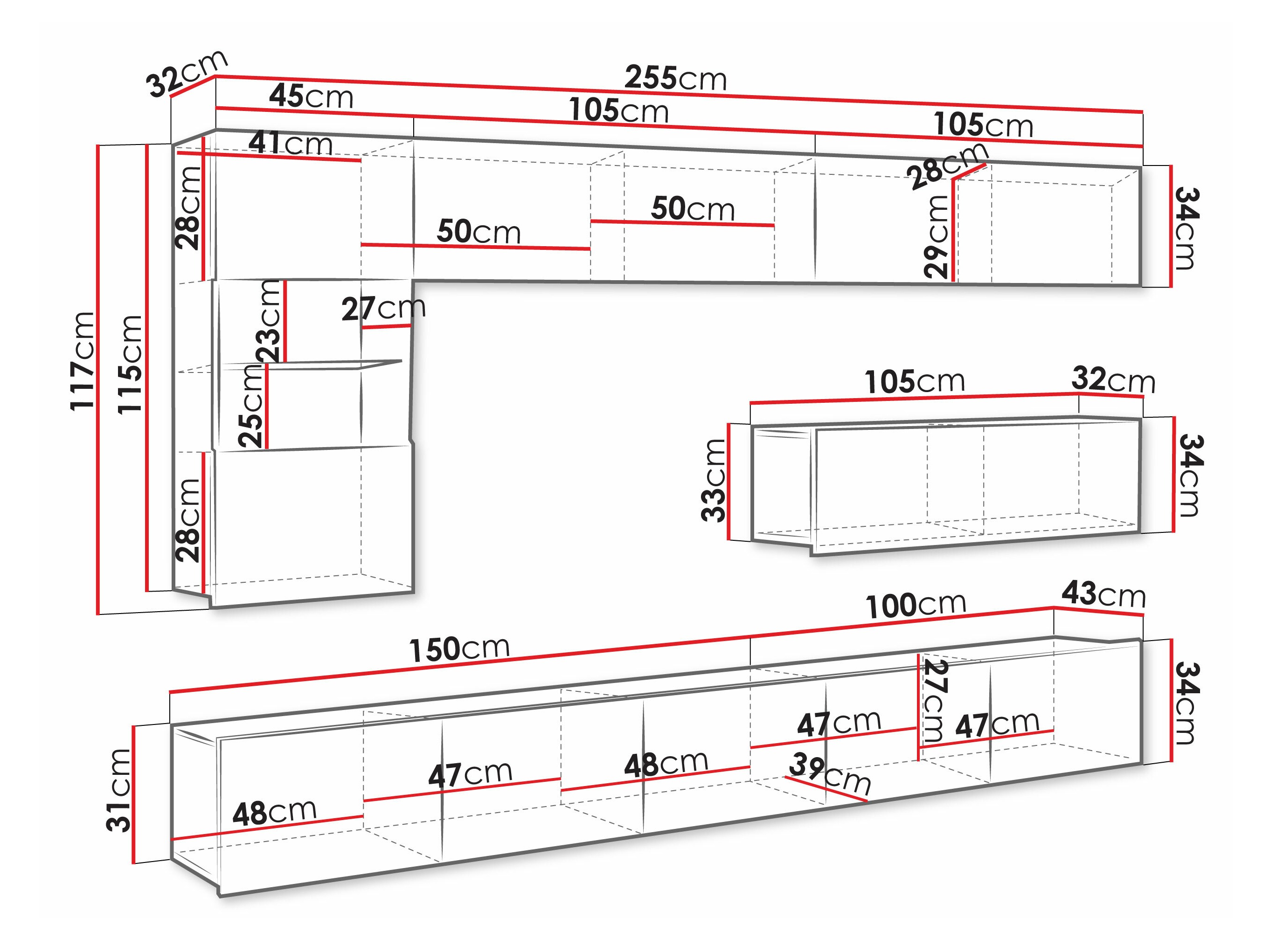 Stuemøbelsæt Remus IV (Sort + Blank sort)