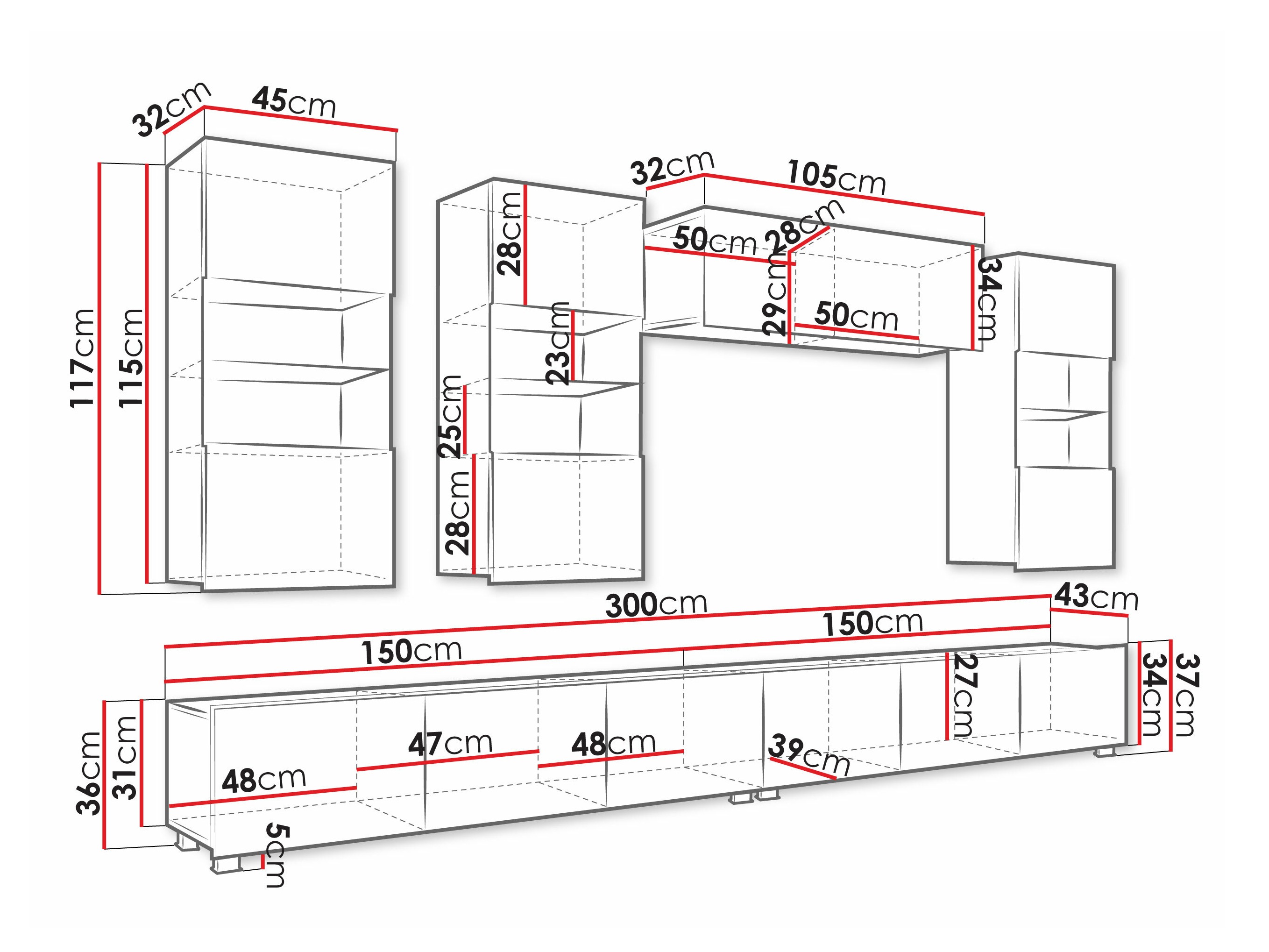 Stuemøbelsæt Remus V (Sort + Blank sort)