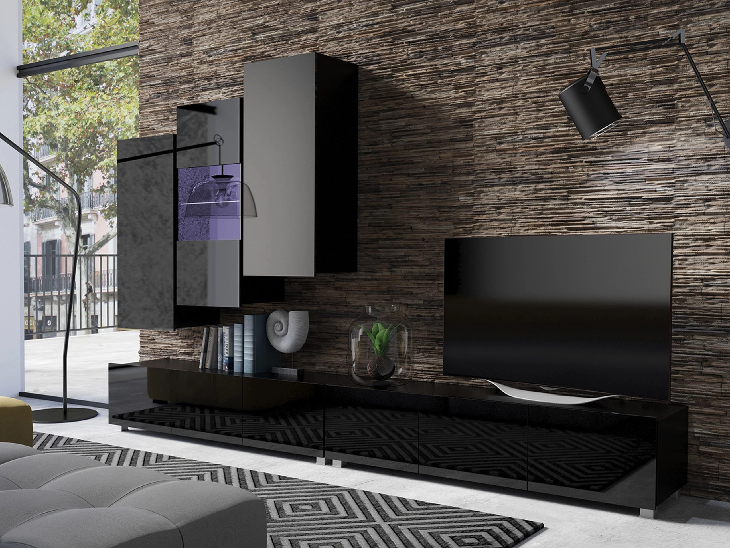 Stuemøbelsæt Remus XVII (Sort + Blank sort)