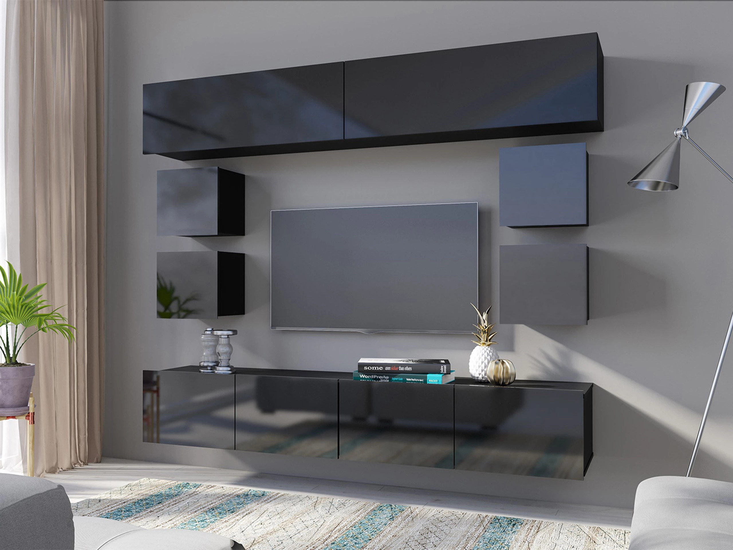 Vægskab Remus II (Sort + Blank sort)