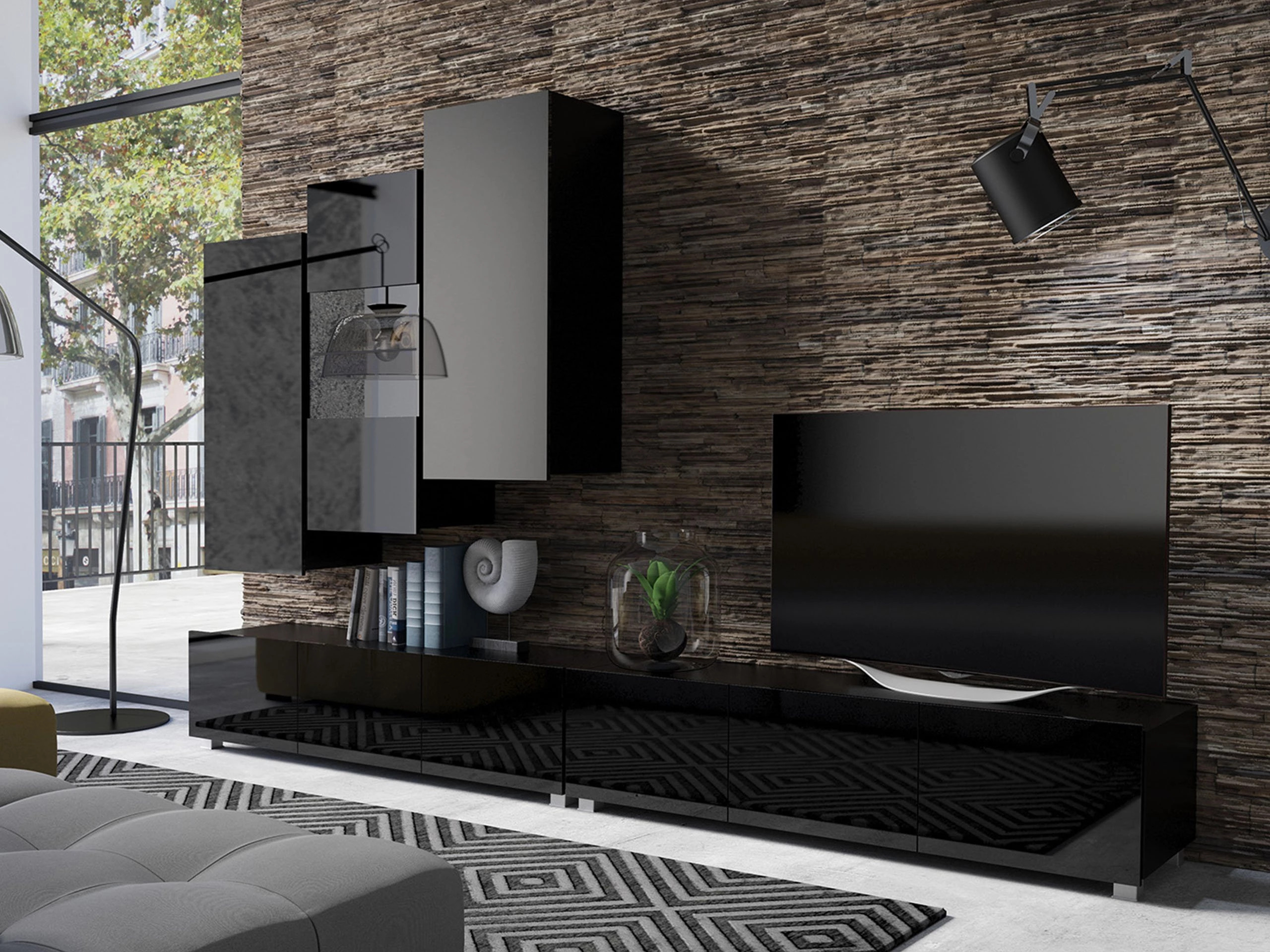 Vægskab Tivdalu 126 (Sort + Blank sort)