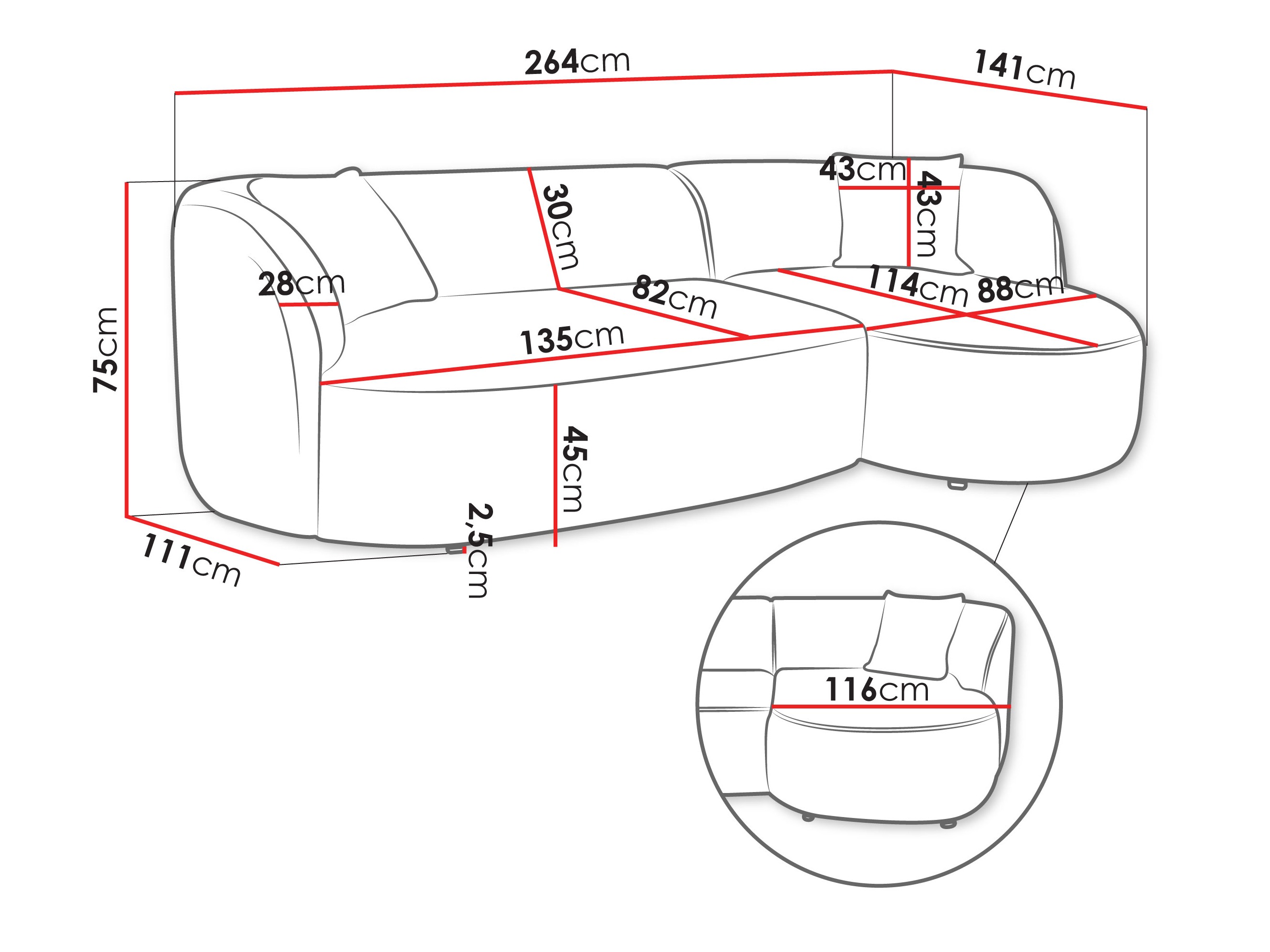 Hjørnesofa TrendyNest 122 (Euphoria 01)