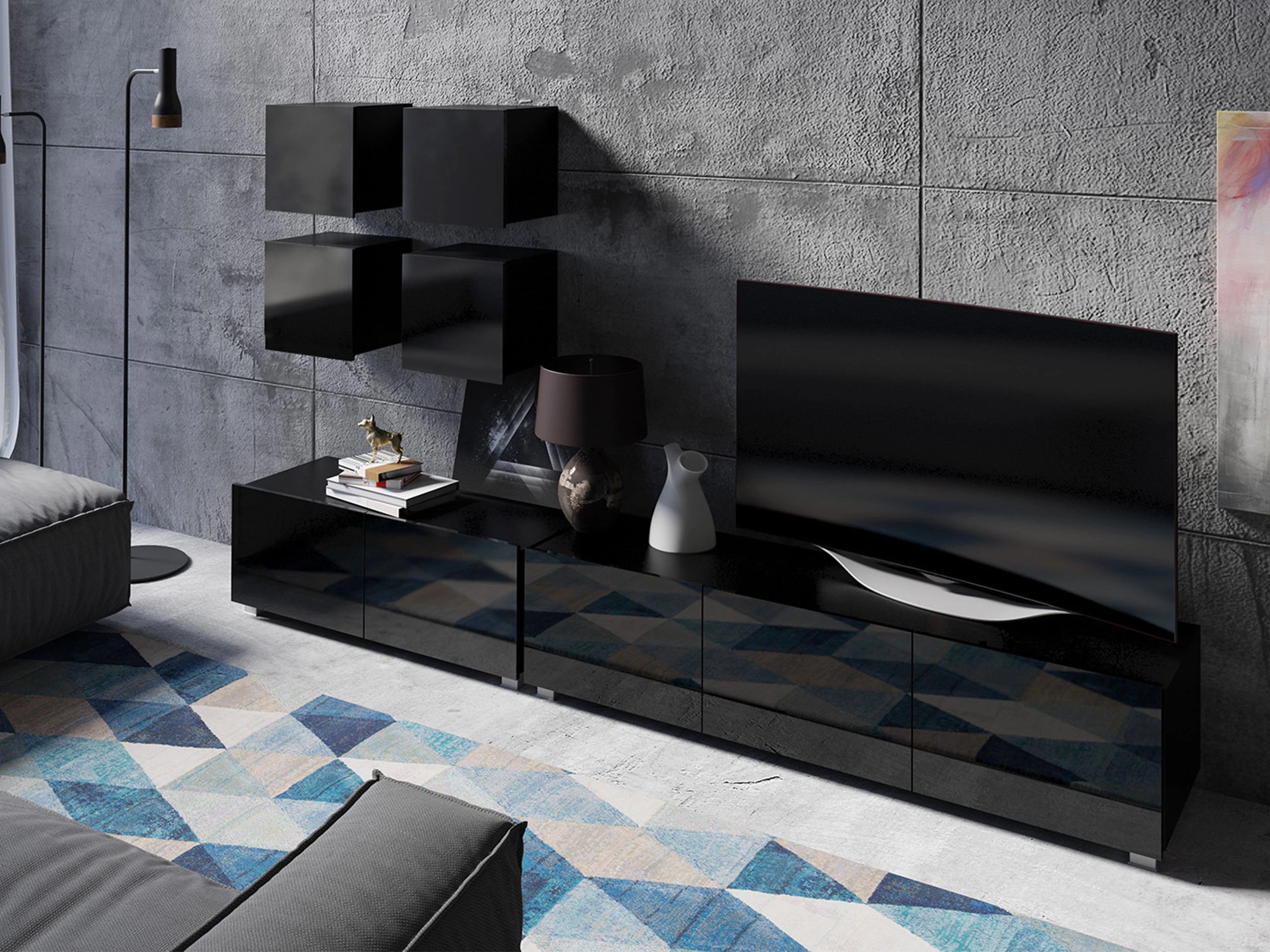 Stuemøbelsæt Remus XVIII (Sort + Blank sort)