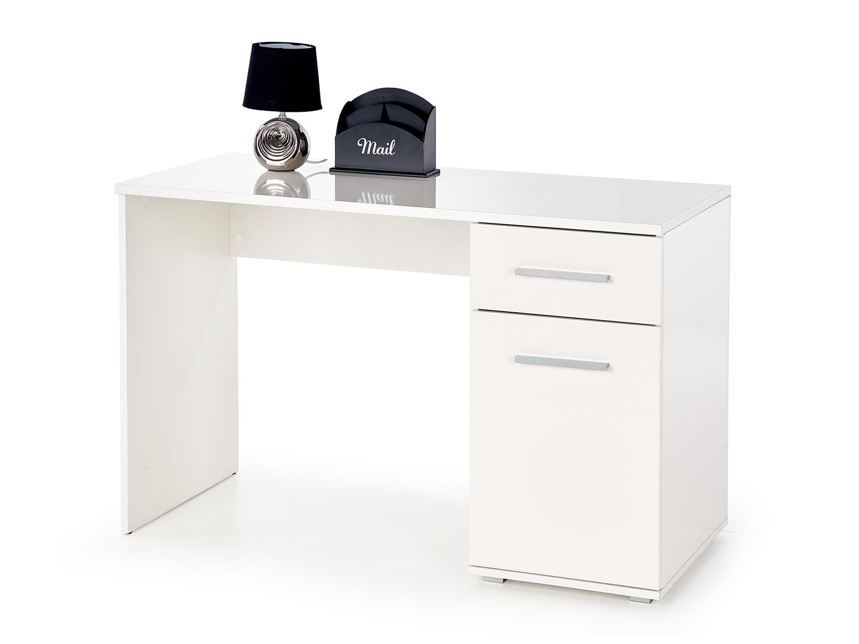Skrivebord Cirveso 114 (Hvid + Glansfuld hvid)