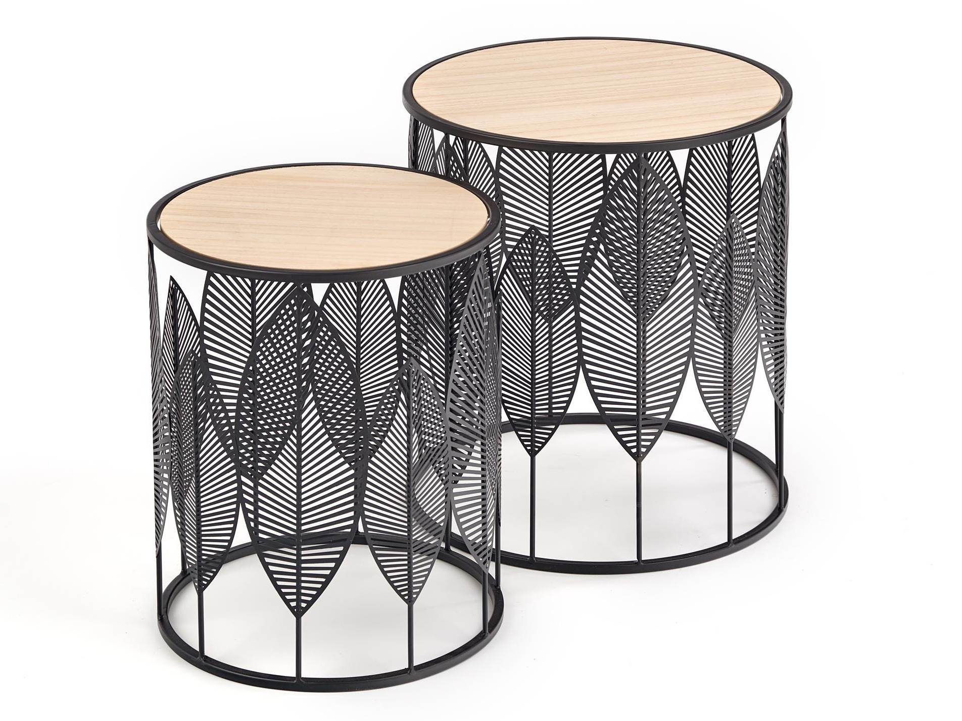 Sidebordesæt Houston 974 (Sort + Lyst træ)