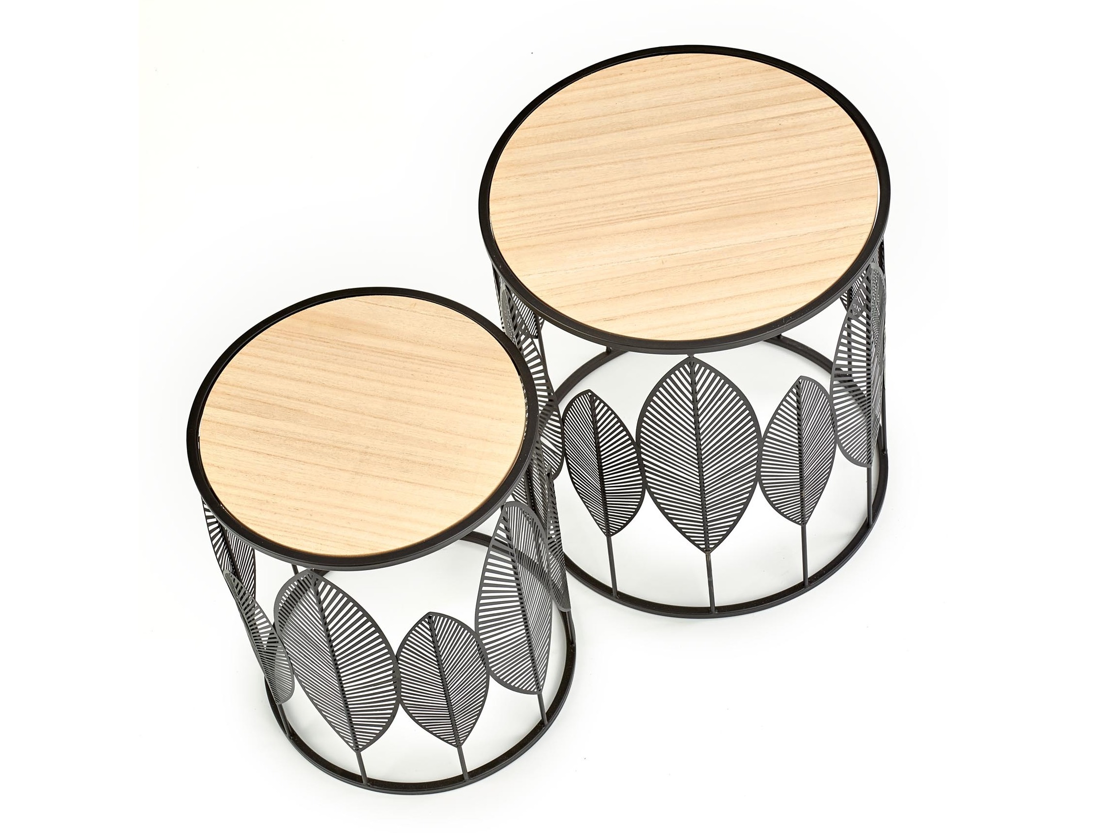 Sidebordesæt Houston 974 (Sort + Lyst træ)