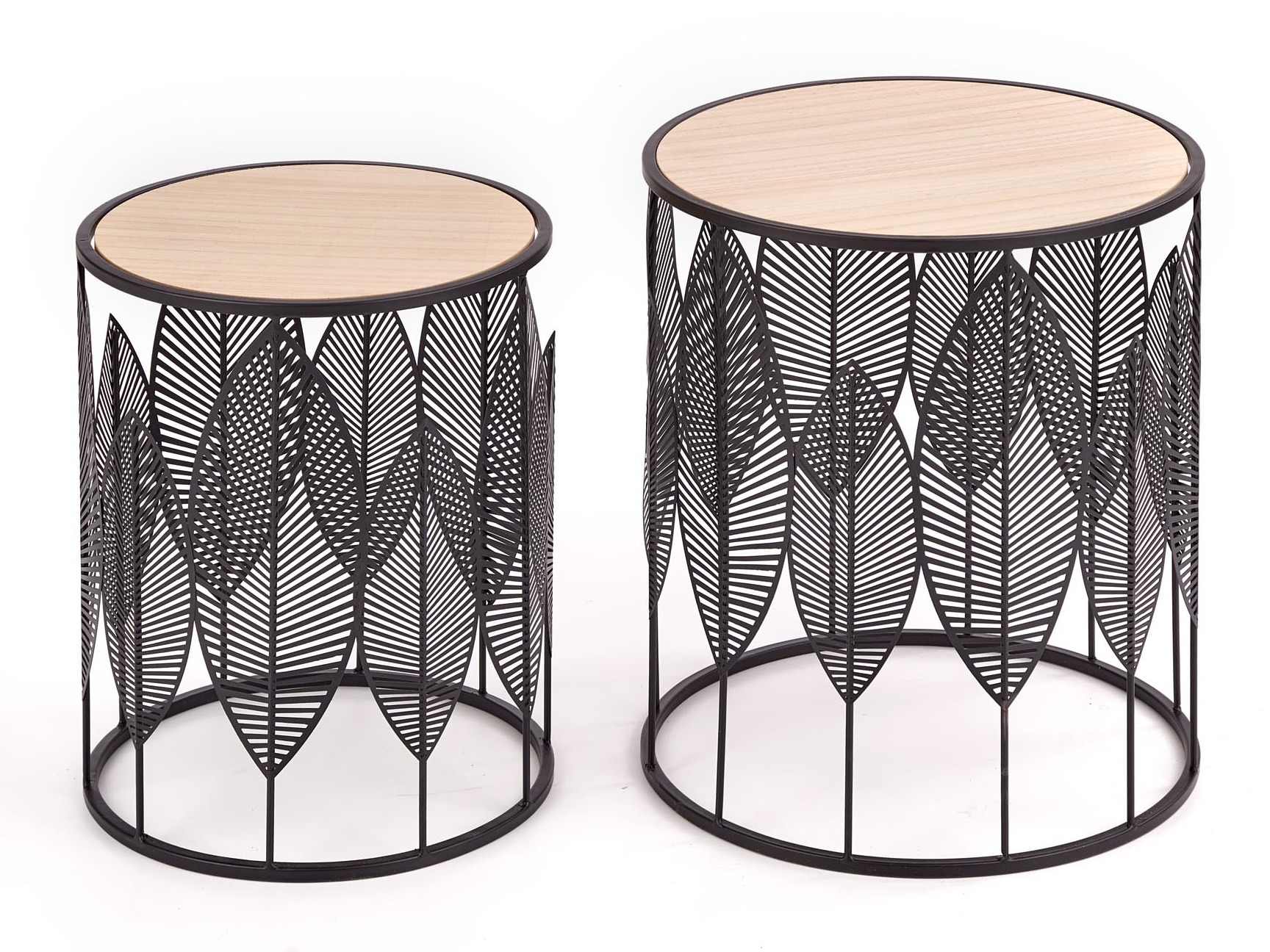 Sidebordesæt Houston 974 (Sort + Lyst træ)