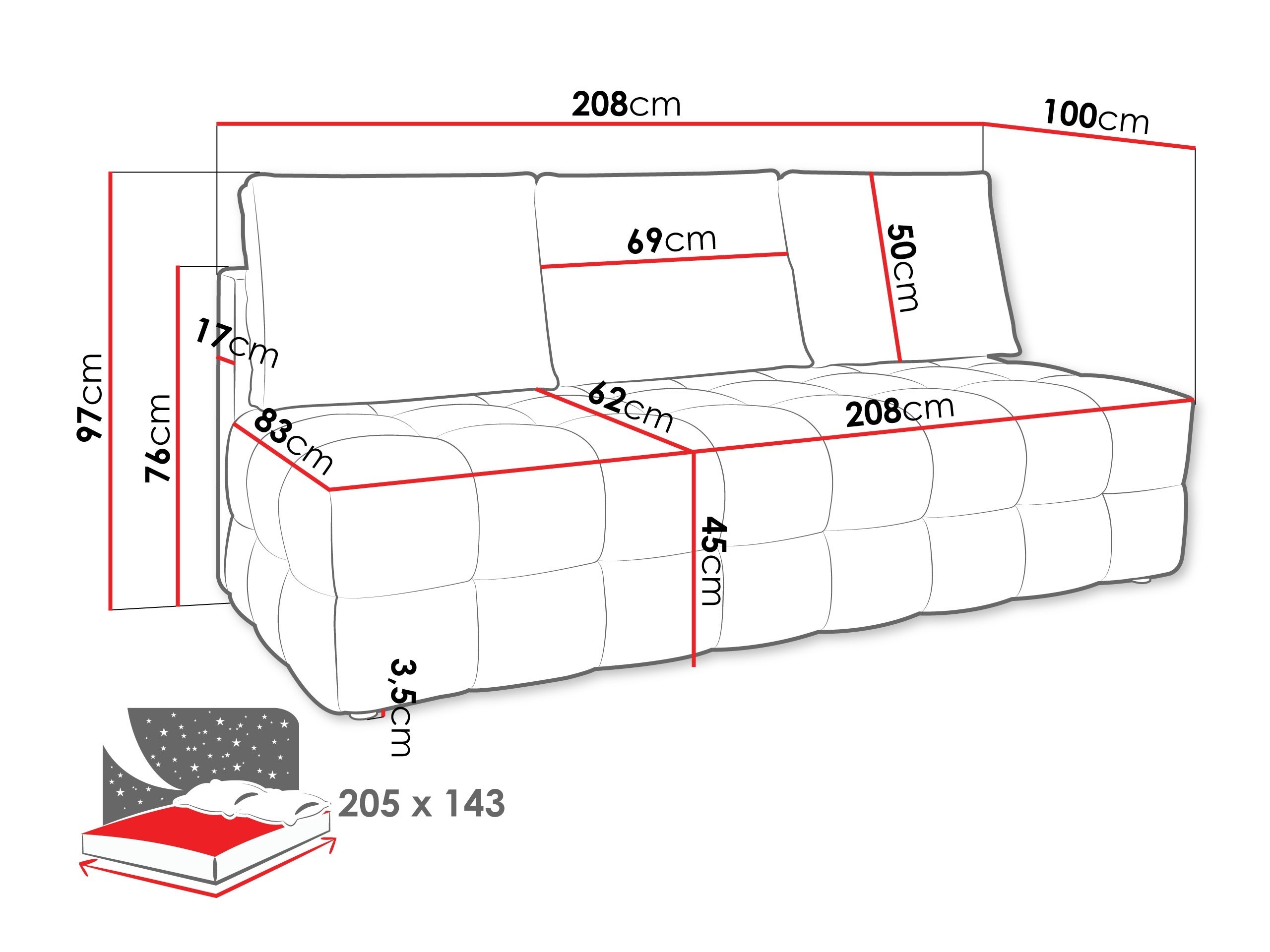Sovesofa Temple 133 (Velo 621)