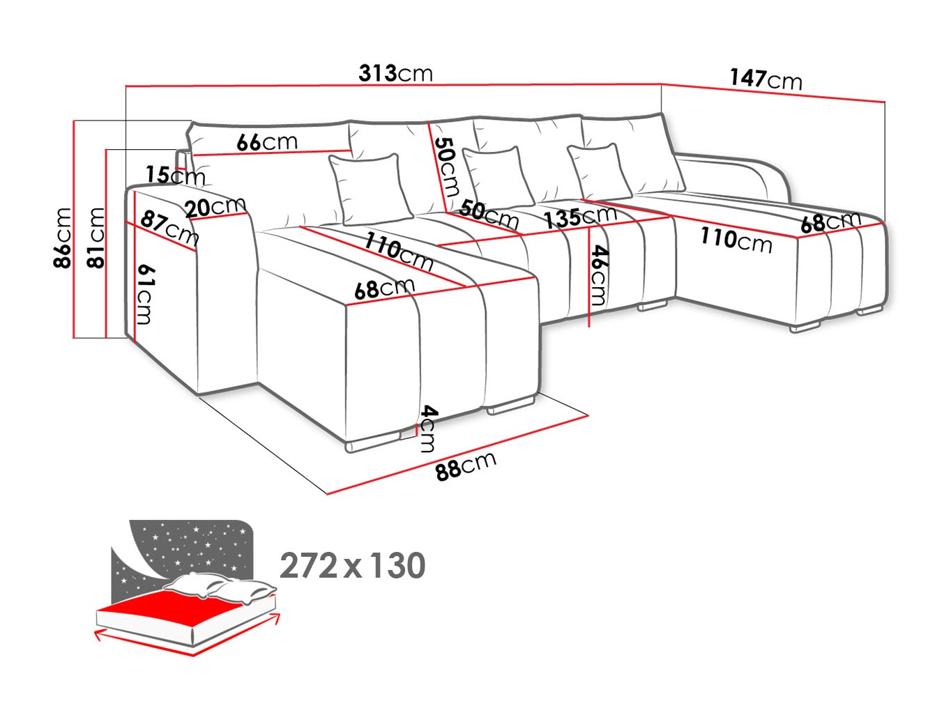 Hjørnesofa Arvada 122 (Lambi 08)