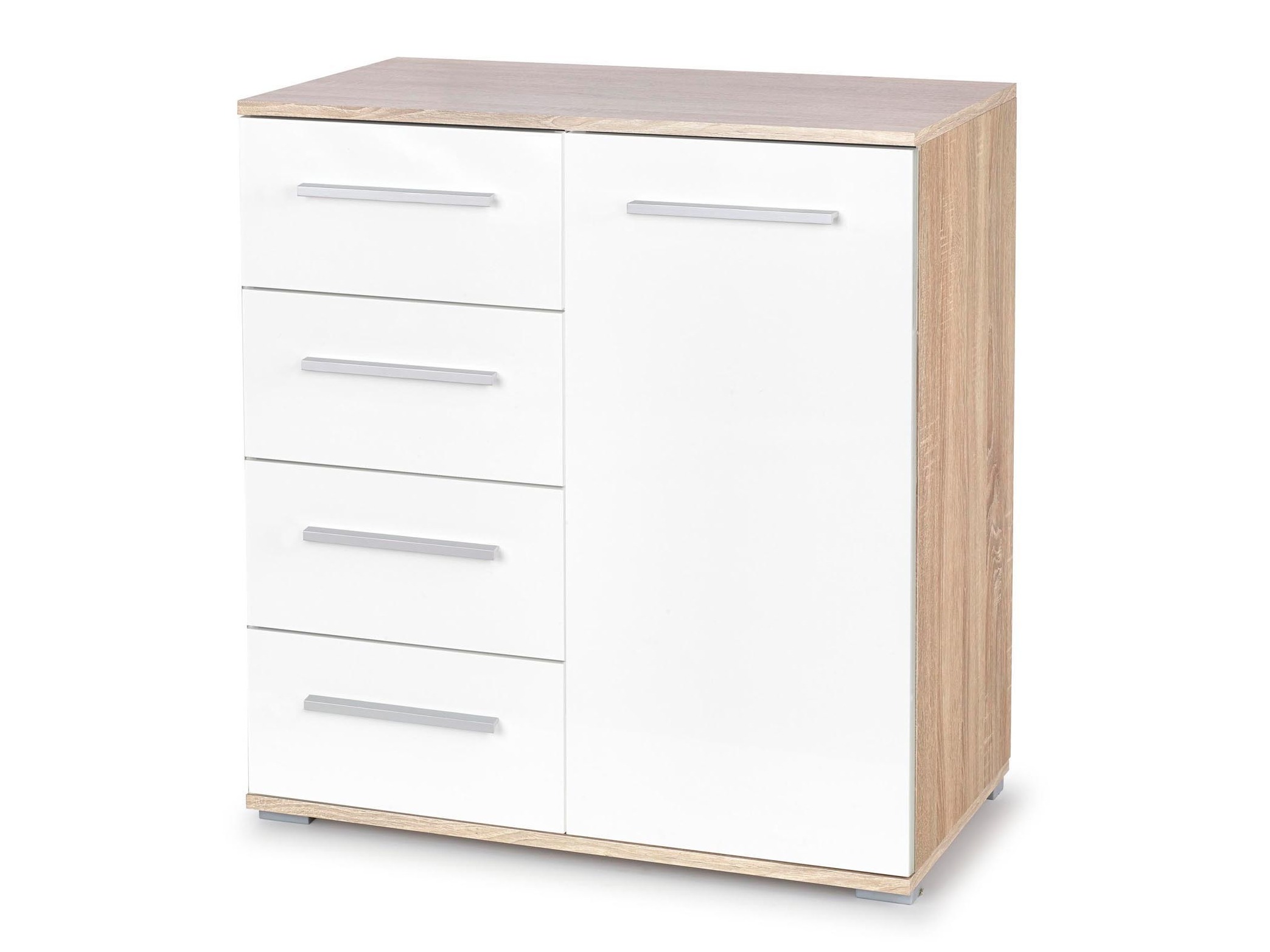 Kommode Cirveso 101 (Sonoma eg + Glansfuld hvid)