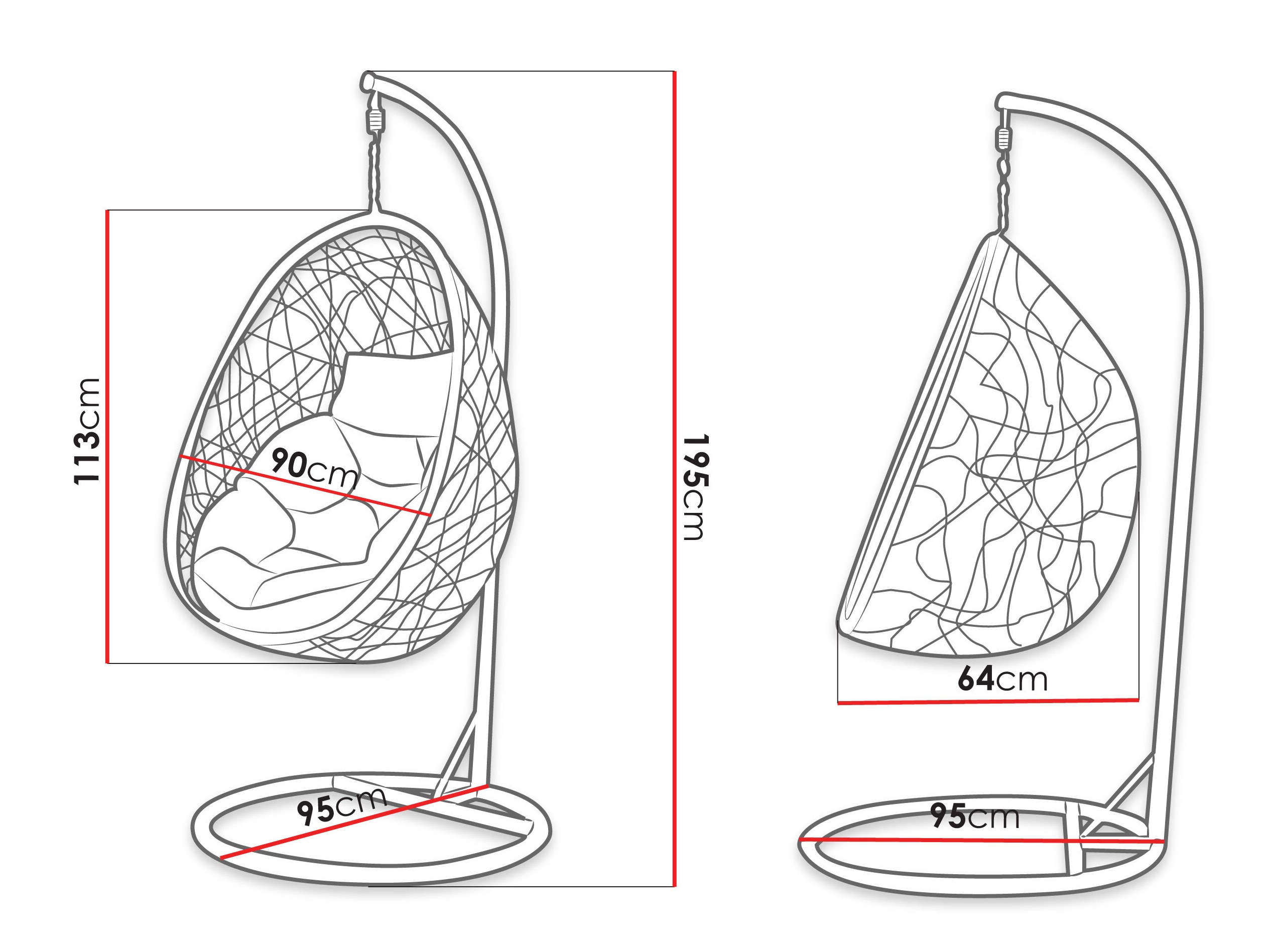Hængestol Comfivo Undtudo (Mørkegrå + Grå)