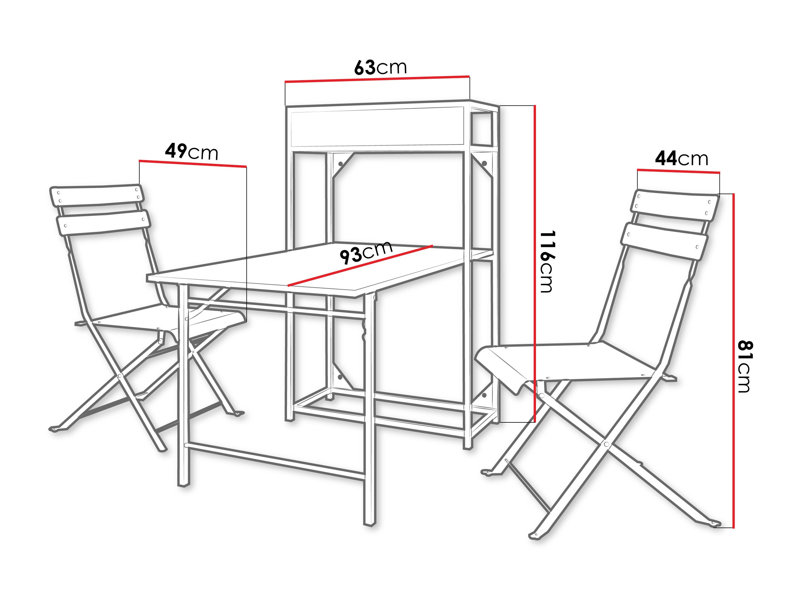 Balkonsæt Lenitus (Sort)