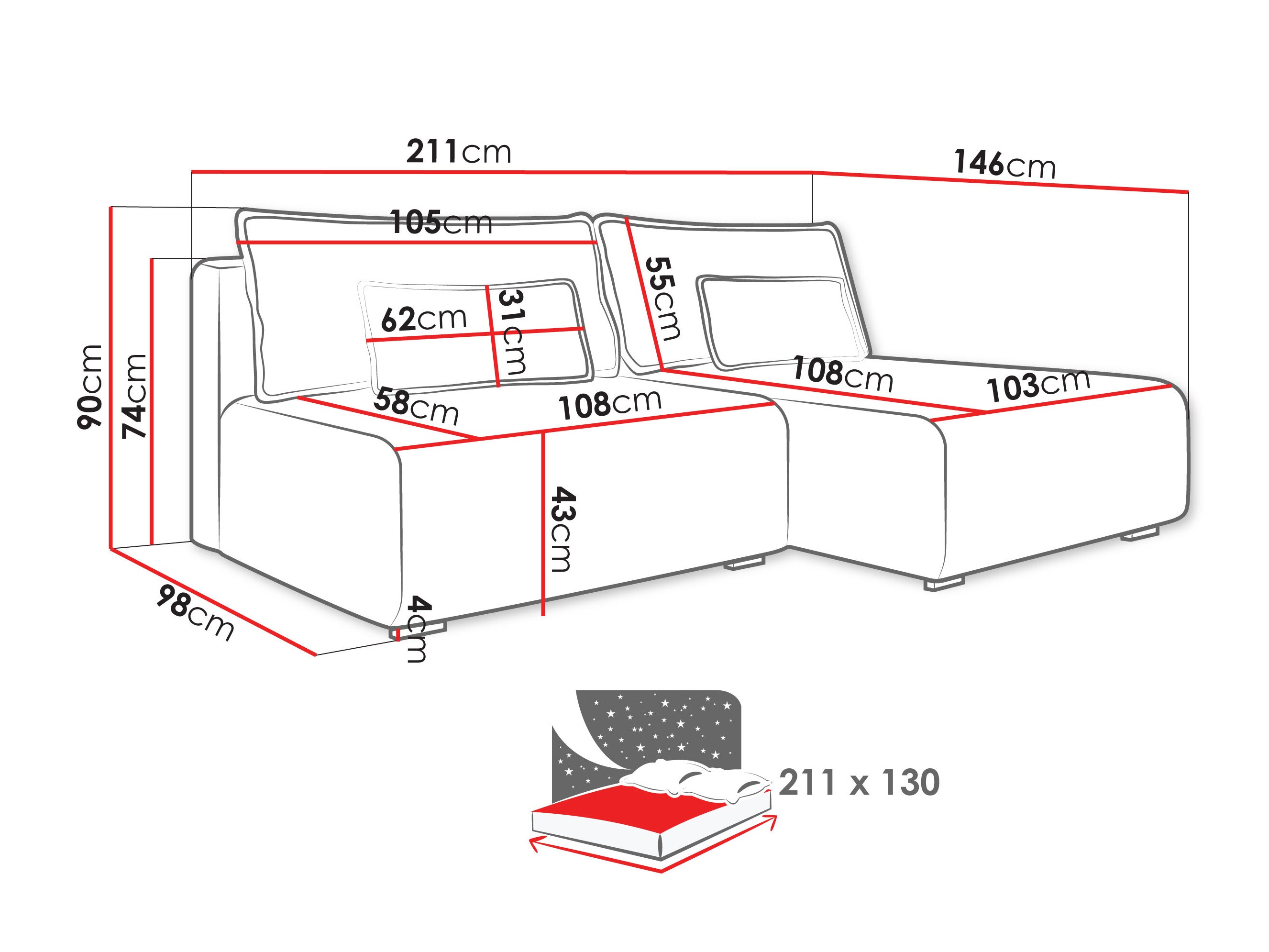 Hjørnesofa TrendyNest Fenestal (Tilia 11)