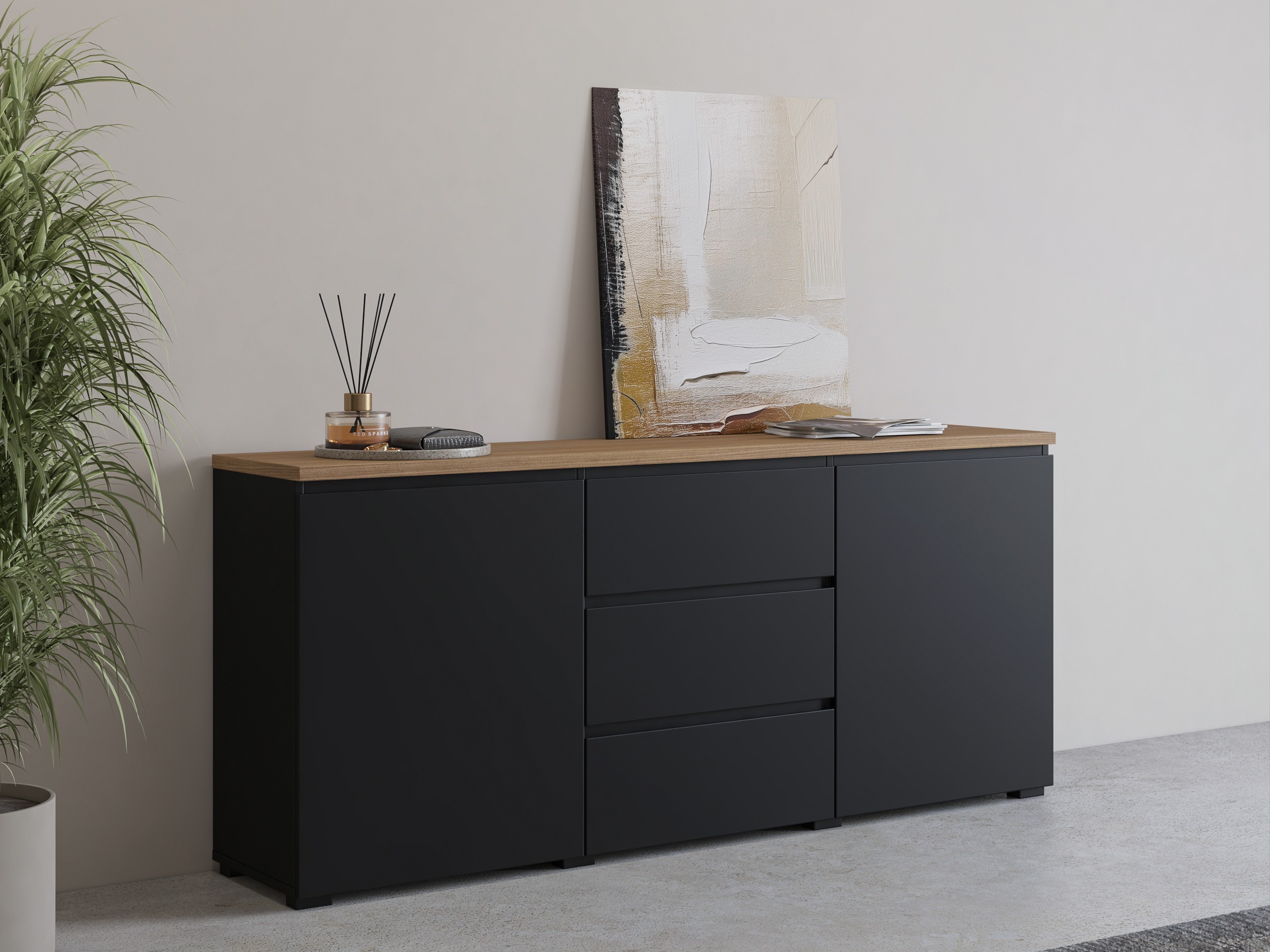 Kommode Baletu 106 (Sort + Egetræ)