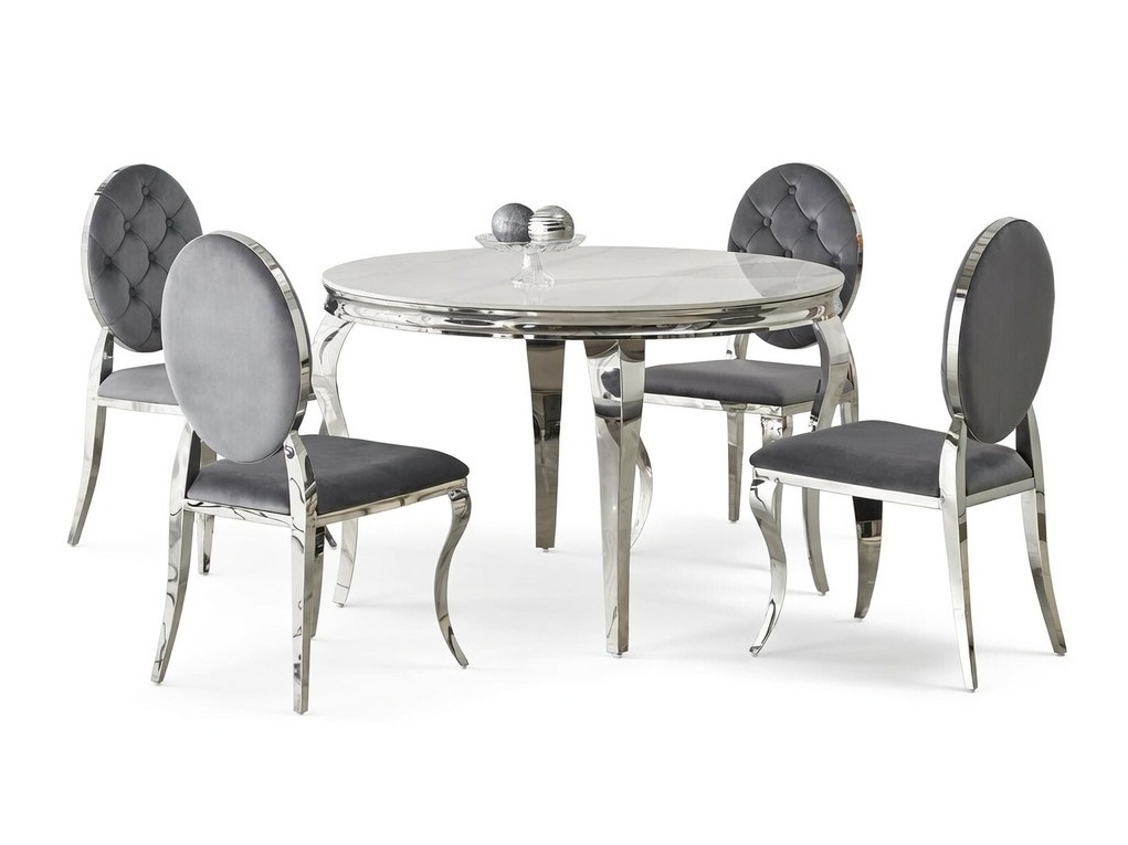 Spisestuesæt Houston 1828 (Hvid marmor + Grå)