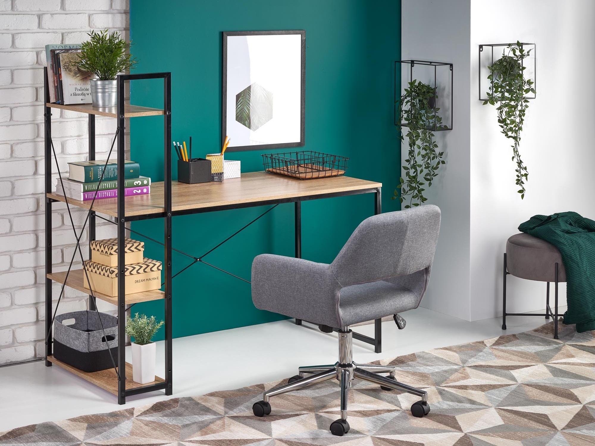 Skrivebord Houston 1888 (Sonoma eg + Sort)