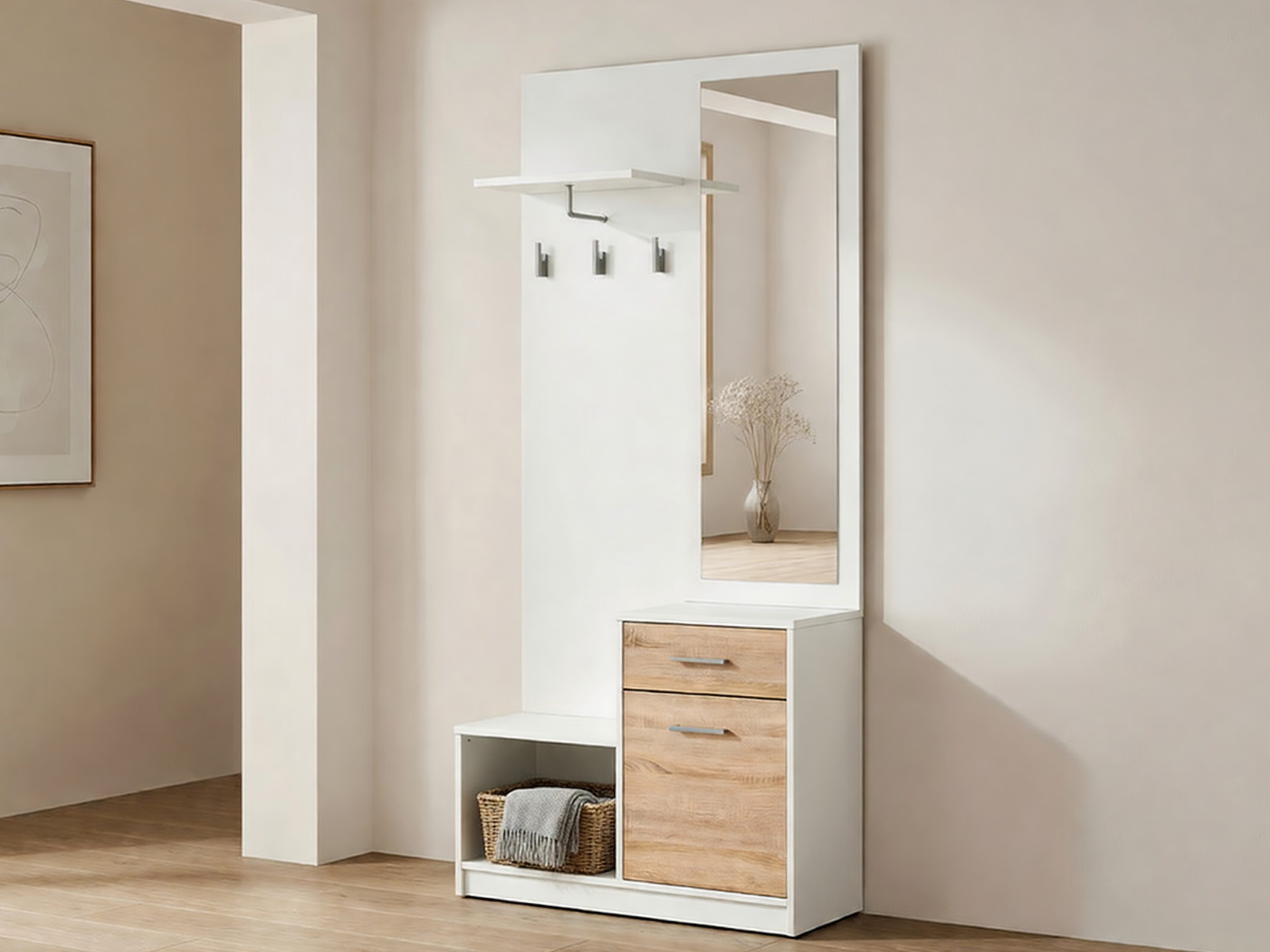 Entrésæt Novsore 121 (Hvid + Sonoma eg)